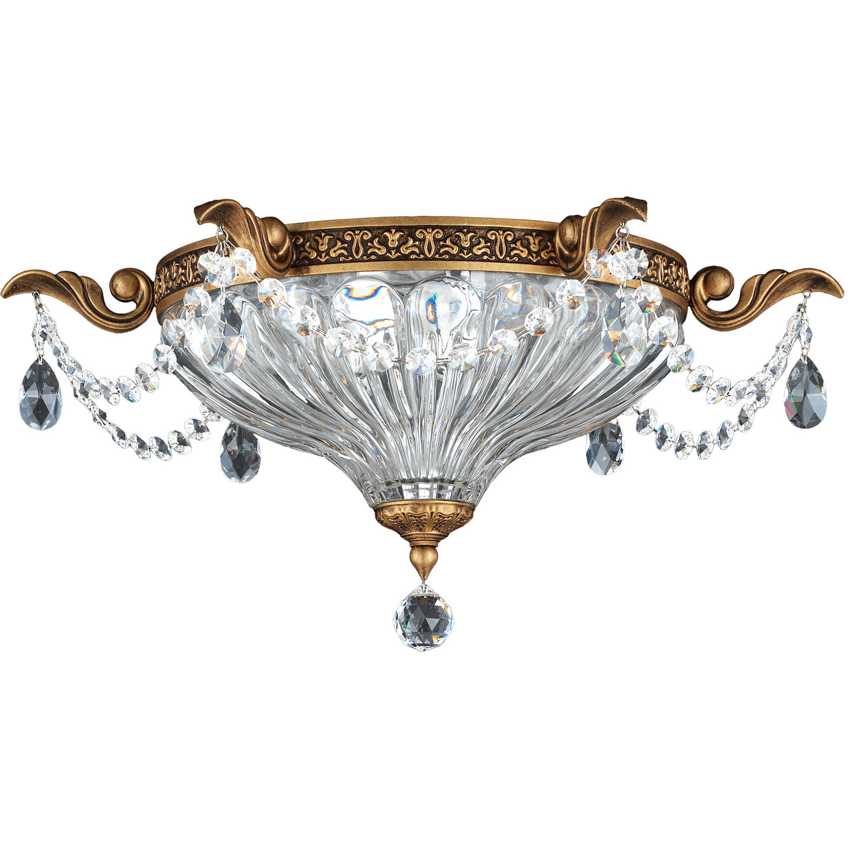Milano 2 Light Florentine Bronze Flush Mount Ceiling Light in Florentine Bronze Cast, Radiance