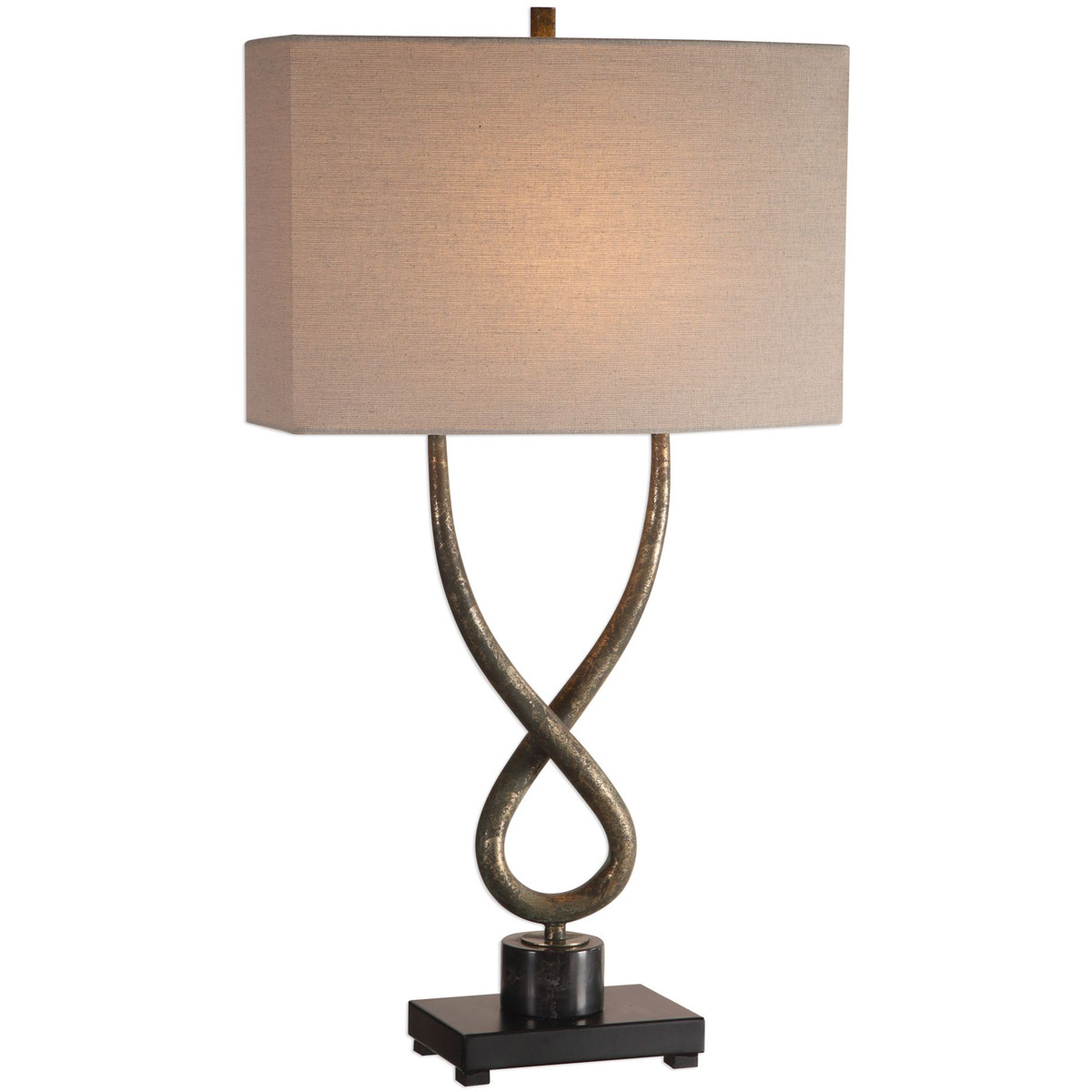 Talema 31 inch 100 watt Distressed Aged Silver Leaf and Black Marble Table Lamp Portable Light