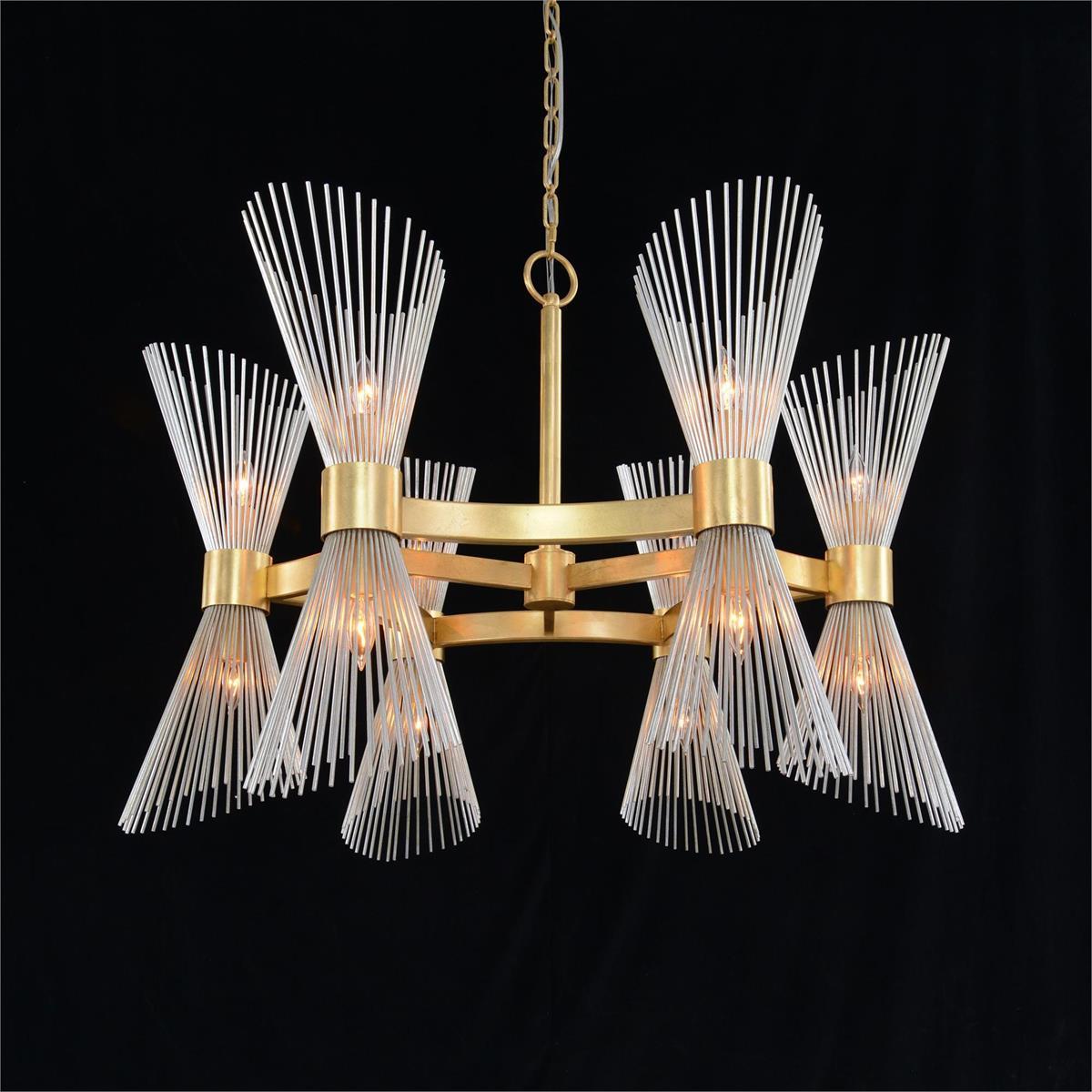 Bonheur 12 Light 37 inch Gold Leaf and Silver Leaf Chandelier Ceiling Light