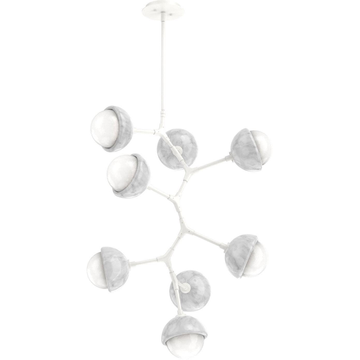 Cabochon LED 26 inch Salt White with White Marble Chandelier Ceiling Light in 3000K LED, Modern Vine