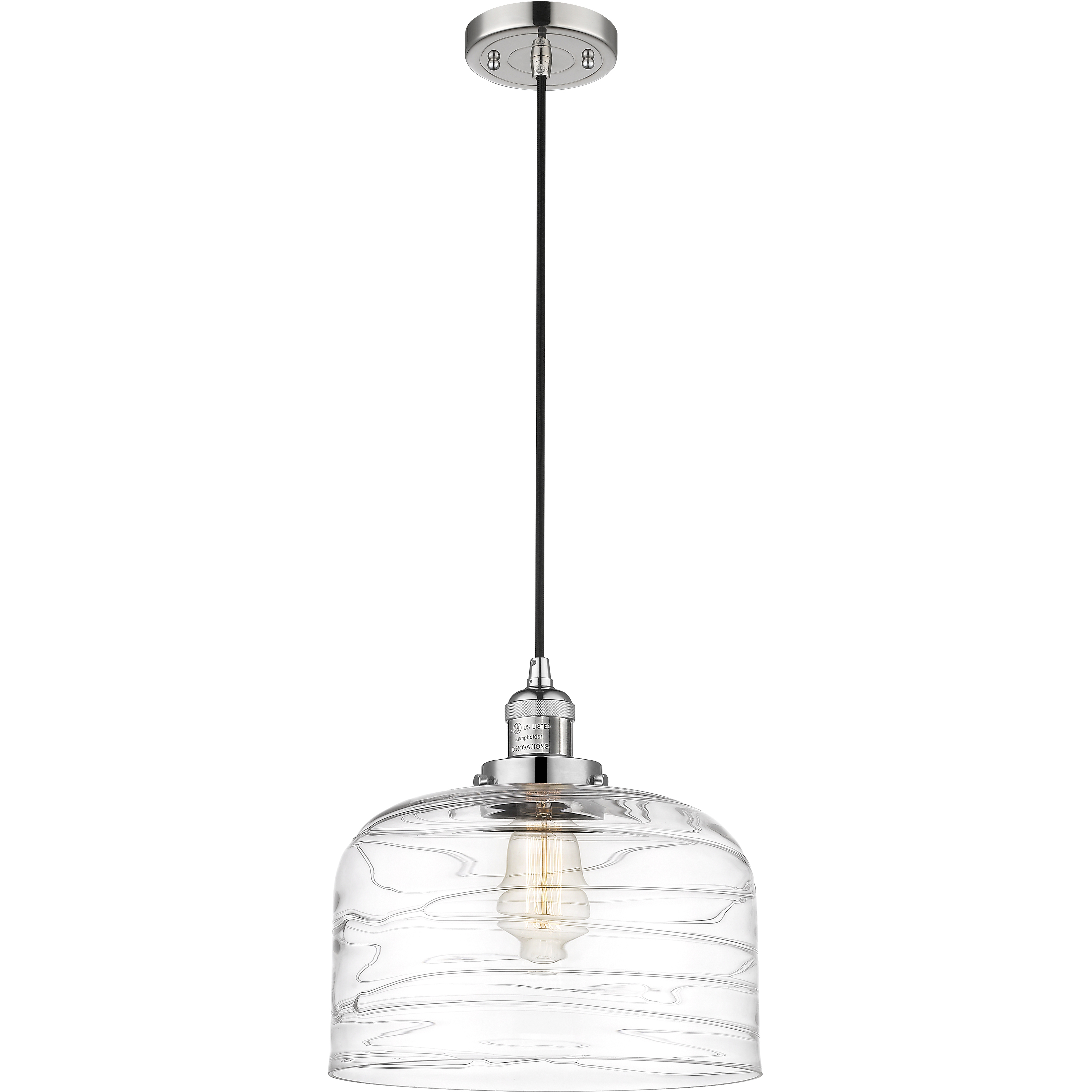 Franklin Restoration Bell LED 12 inch Polished Nickel Mini Pendant Ceiling Light in Clear Deco Swirl
