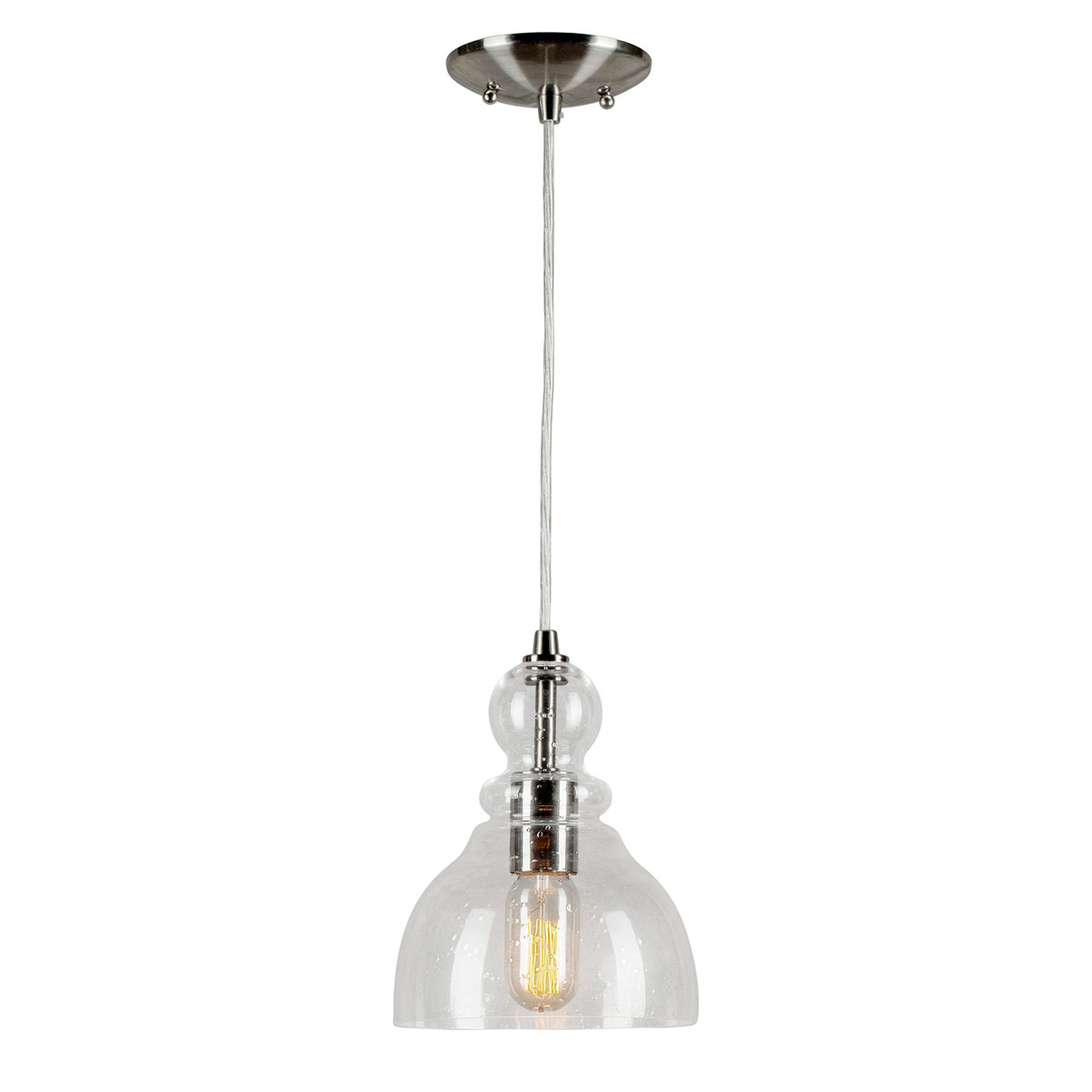 Signature 1 Light 7 inch Brushed Nickel Mini Pendant Ceiling Light