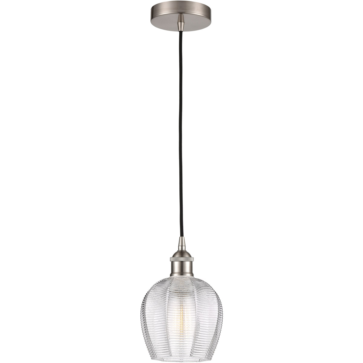 Edison Norfolk LED 6 inch Brushed Satin Nickel Mini Pendant Ceiling Light