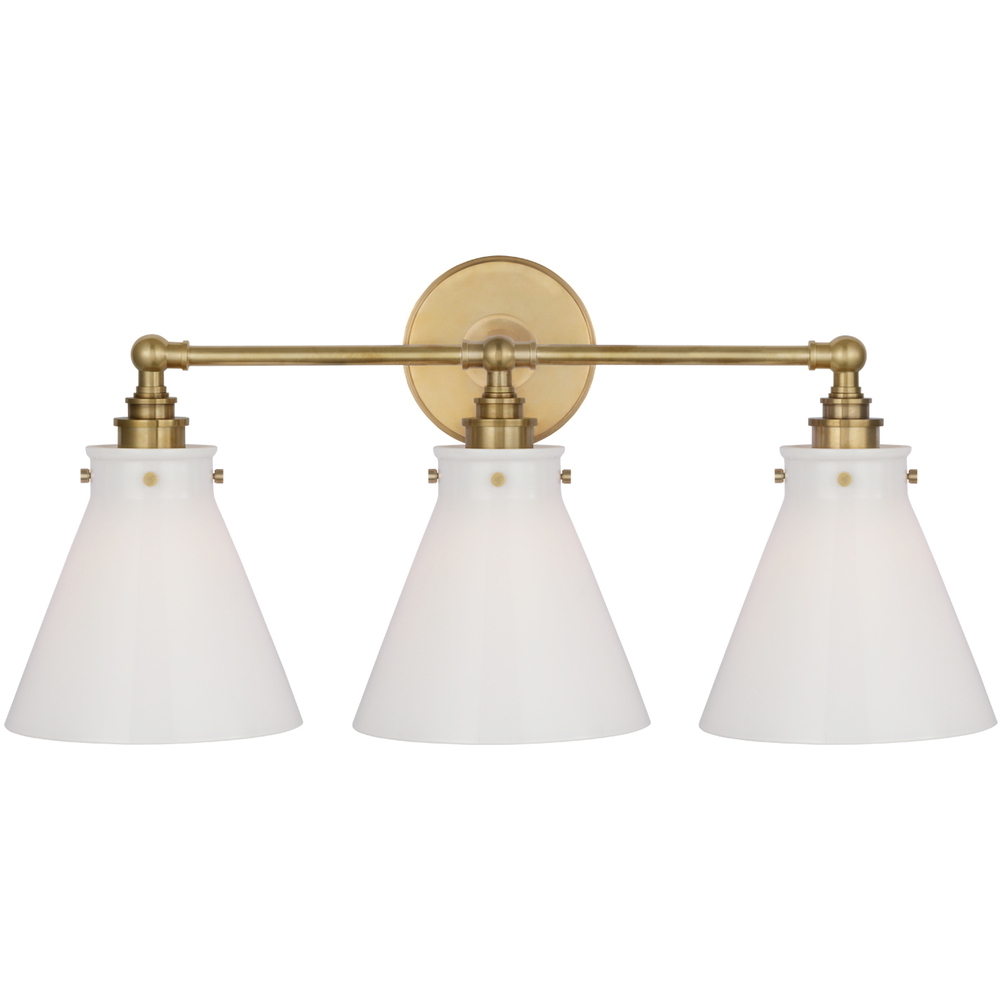Chapman & Myers Parkington LED 24 inch Antique-Burnished Brass Bath Bar Wall Light in White Glass