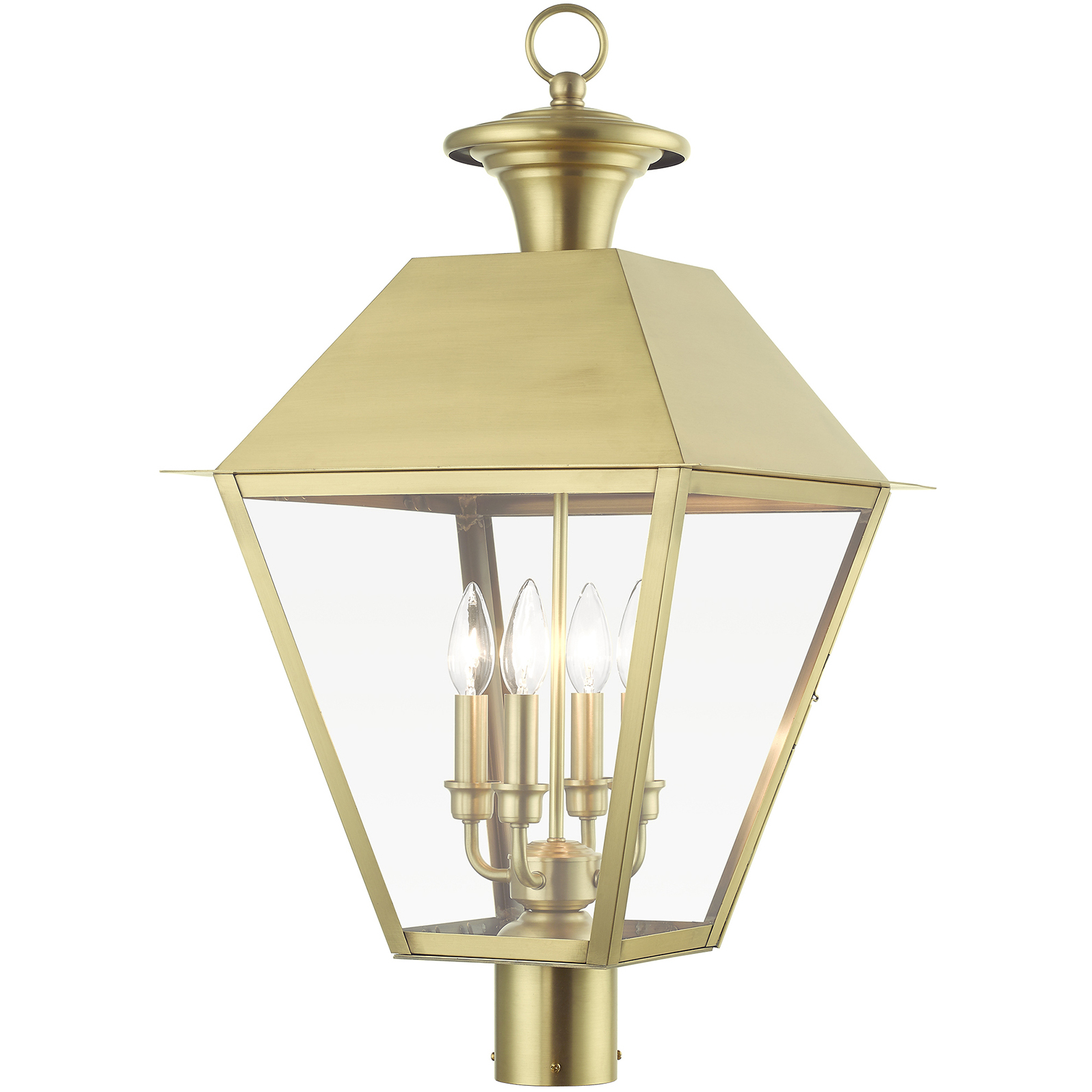 Wentworth 4 Light 28 inch Natural Brass Outdoor Extra Post Top Lantern, Extra Large