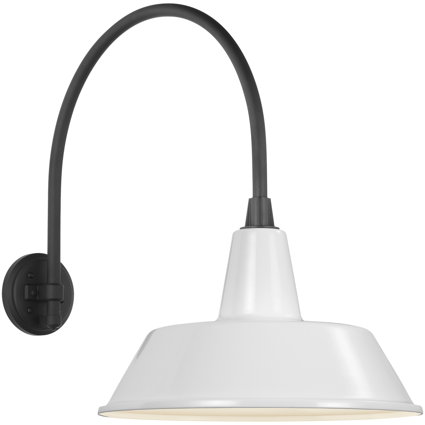Thomas O'Brien Academy Barn Light LED 22 inch Matte Black Arched Mack Barn Light in 16" White Bowers Shade