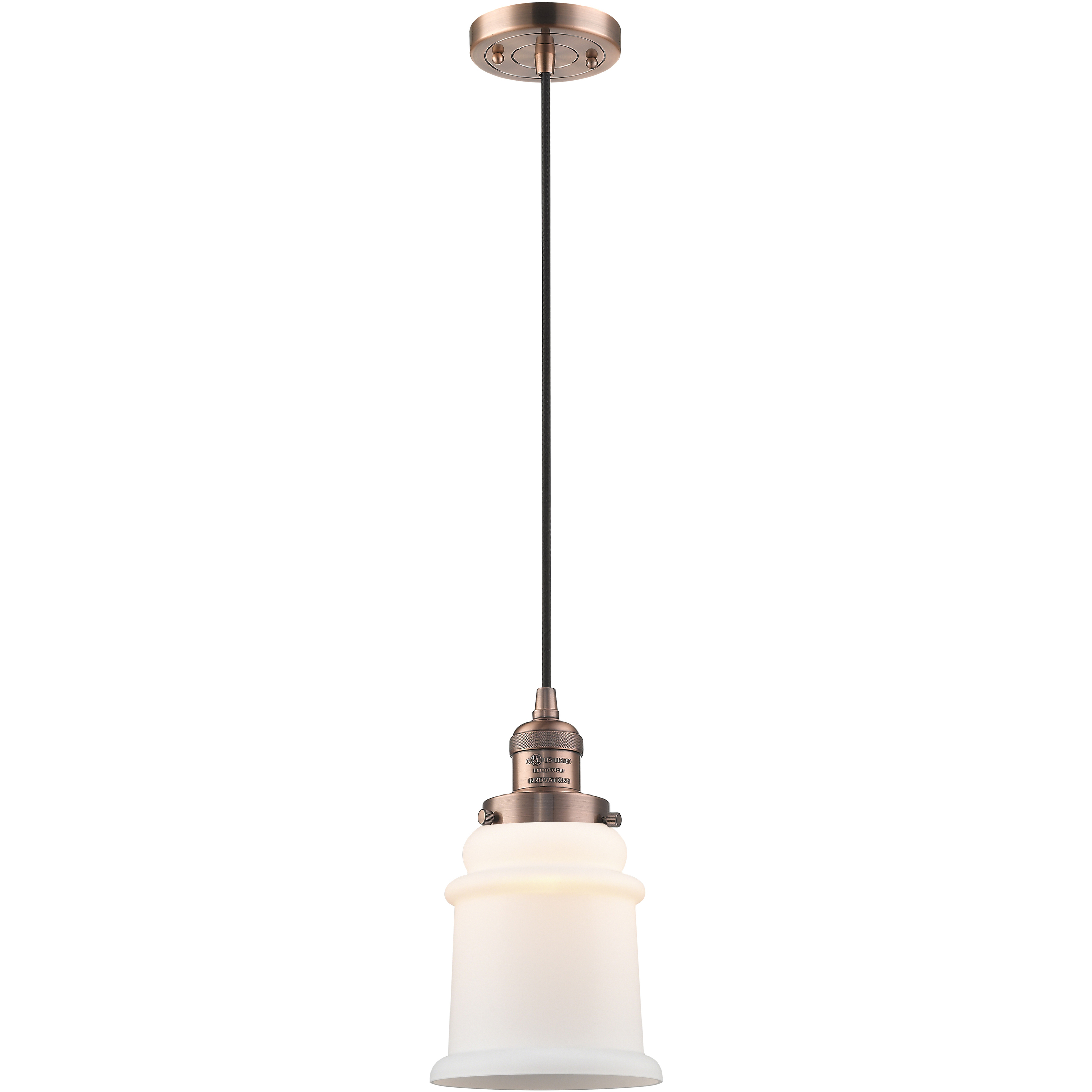 Franklin Restoration Canton 1 Light 6 inch Antique Copper Mini Pendant Ceiling Light in Incandescent, Matte White, Franklin Restoration