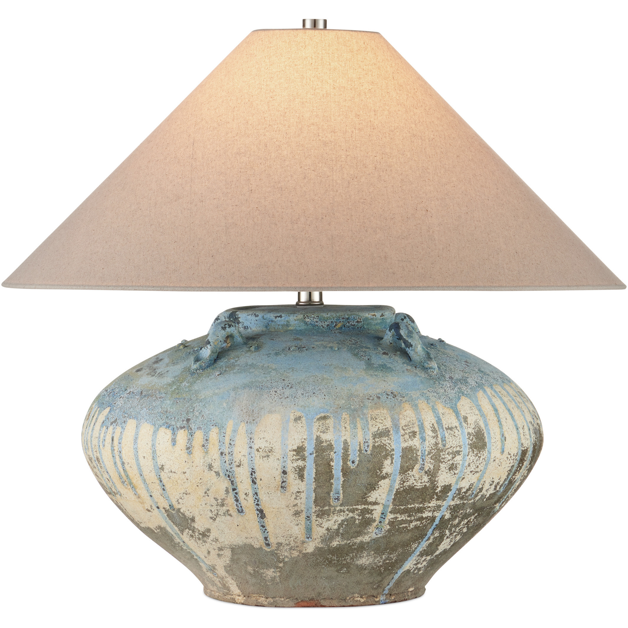 Catania 23 inch 60 watt Antique White and Blue Drip Table Lamp Portable Light