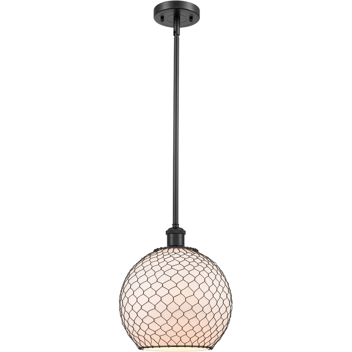 Ballston Large Farmhouse Chicken Wire LED 10 inch Matte Black Pendant Ceiling Light, Ballston