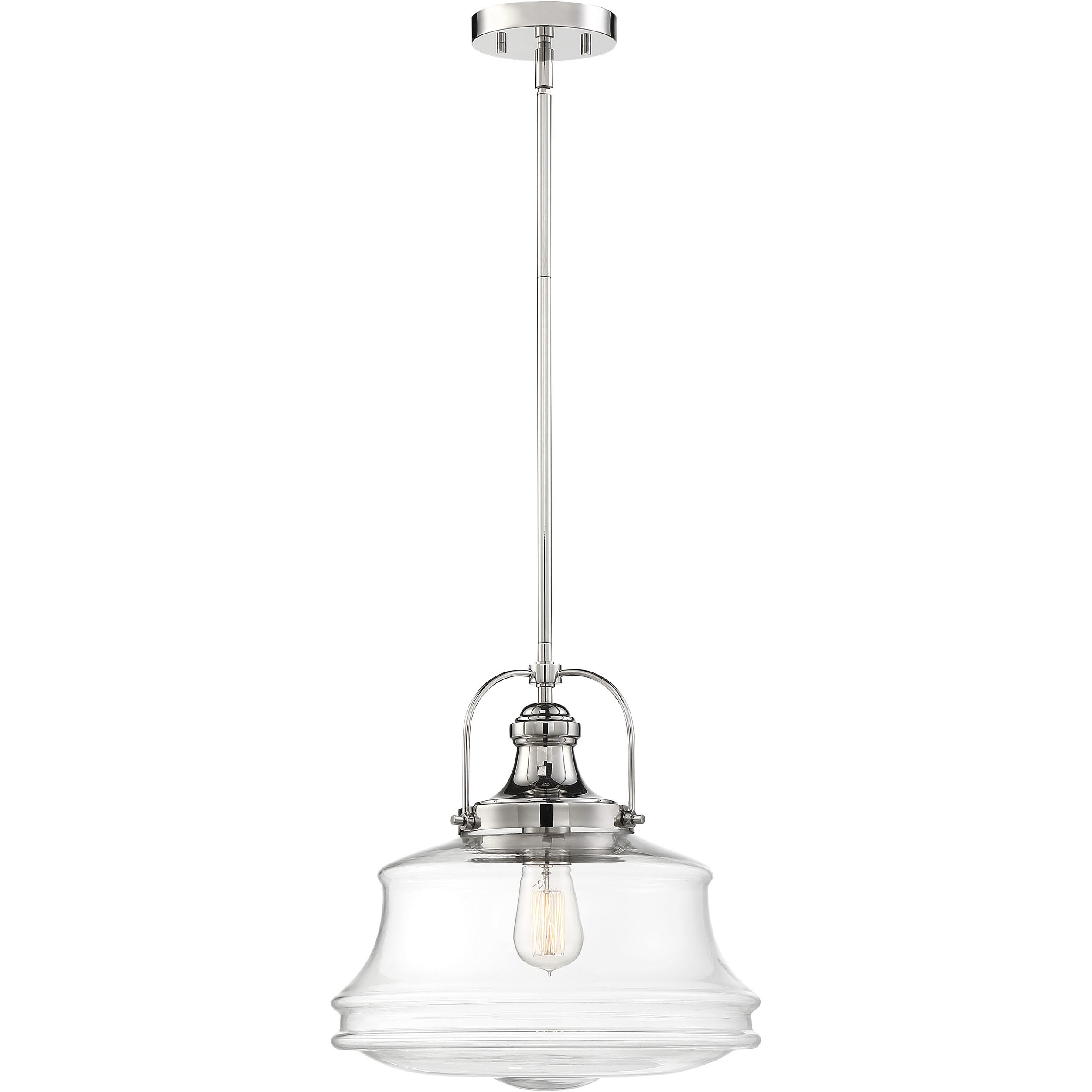Basel 1 Light 13.75 inch Polished Nickel and Clear Pendant Ceiling Light