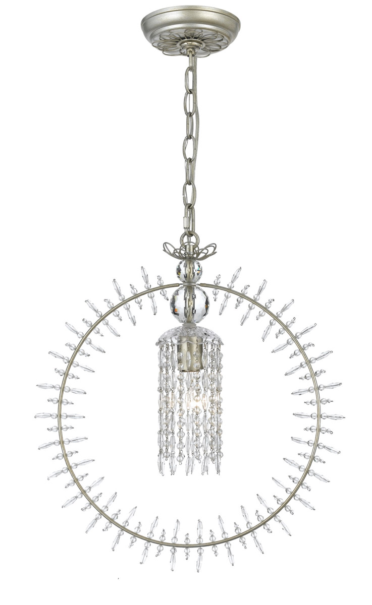 Crystorama Grace 1 Light Mini Chandelier in Silver Leaf 9820-SL