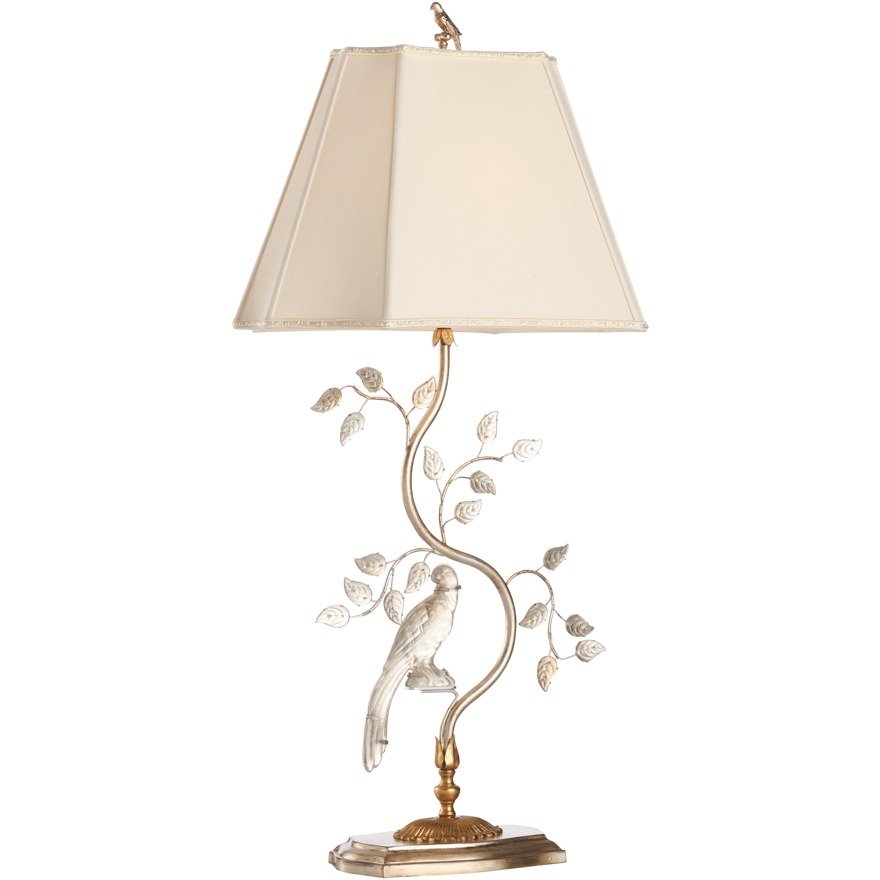 Crystal Bird 27 inch 100.00 watt Silver and Gold Table Lamp Portable Light, Left