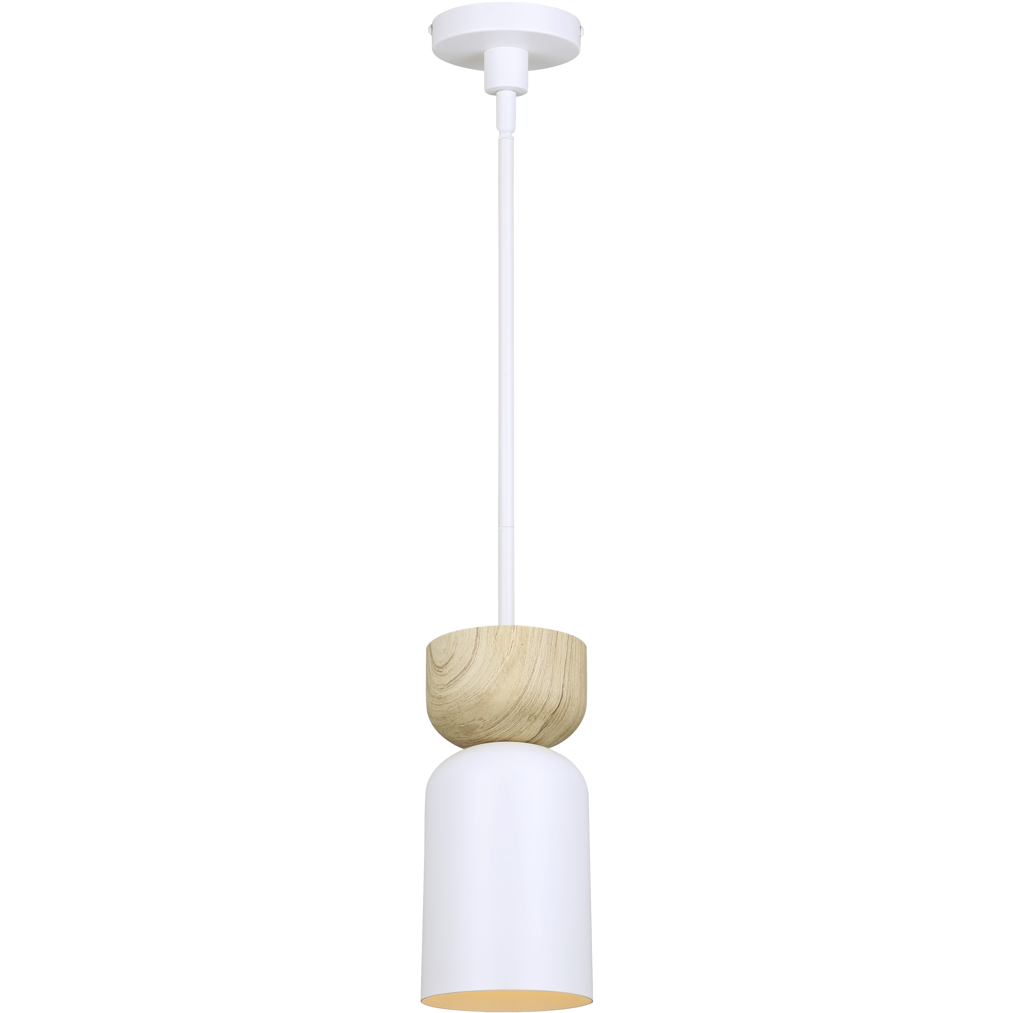 Caleb 1 Light 4.75 inch Matte White & Wood Pendant Ceiling Light