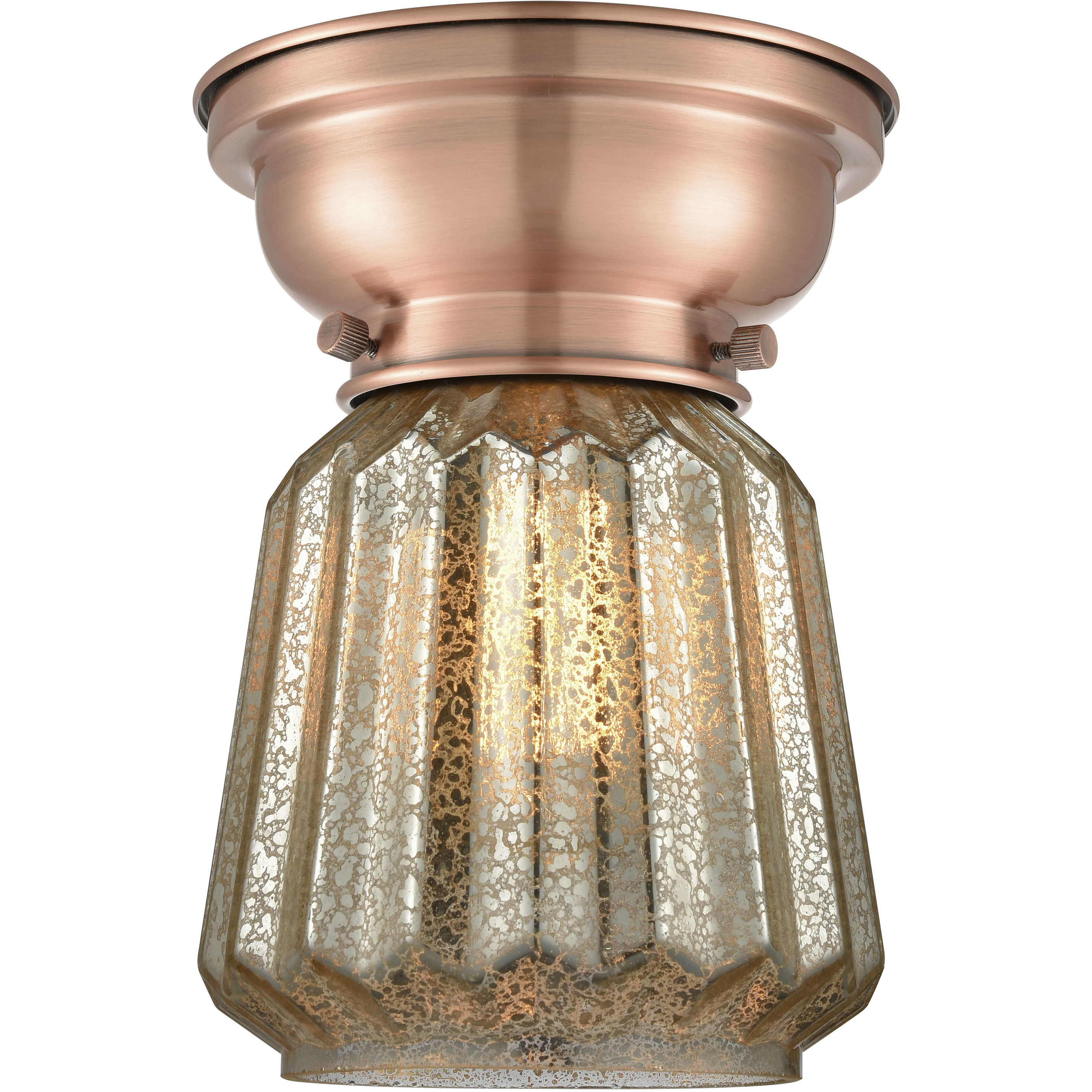 Aditi Chatham LED 6 inch Antique Copper Flush Mount Ceiling Light in Mercury Glass, Aditi