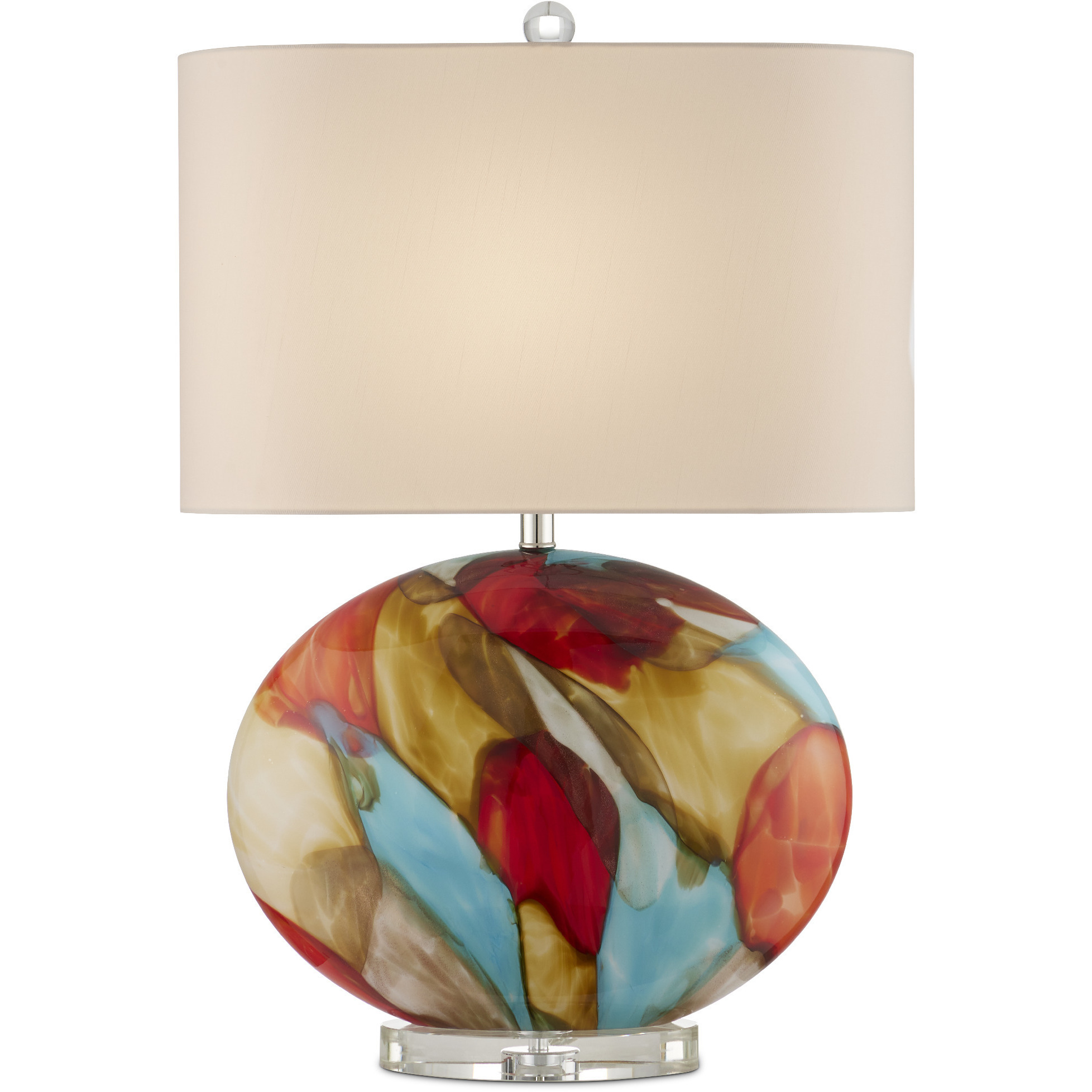 Vivid 29.5 inch 150 watt Beige and Red and Blue and Orange and Clear Table Lamp Portable Light