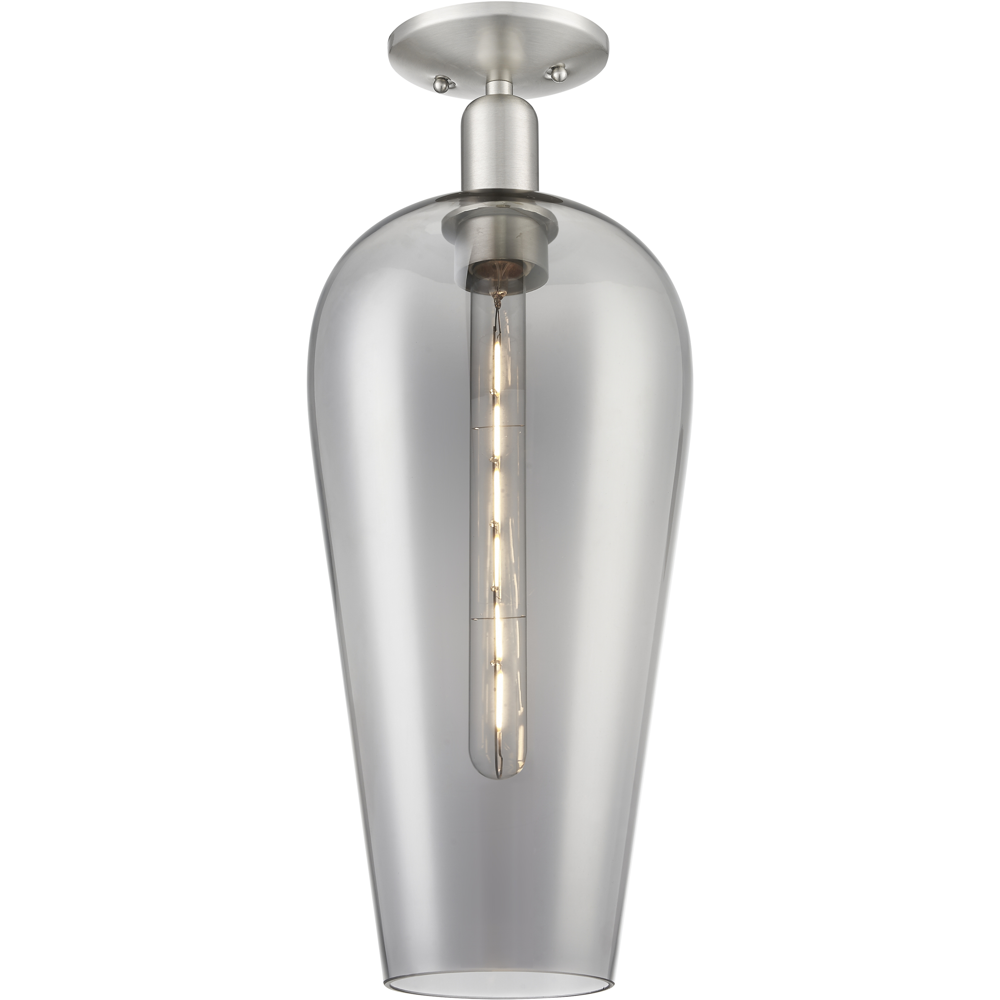 Chelsea 1 Light 8 inch Brushed Satin Nickel Semi-Flush Mount Ceiling Light in Light Smoke Deco Swirl Glass