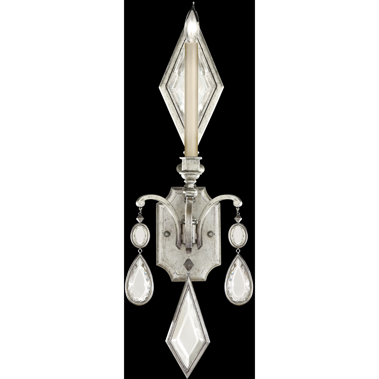 Encased Gems Sconce Wall Light in Silver, Clear Crystal