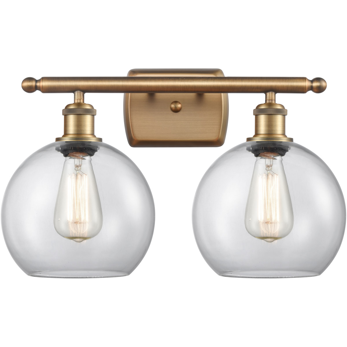 Ballston Athens 2 Light 16 inch Brushed Brass Bath Vanity Light Wall Light in Clear Glass, Ballston
