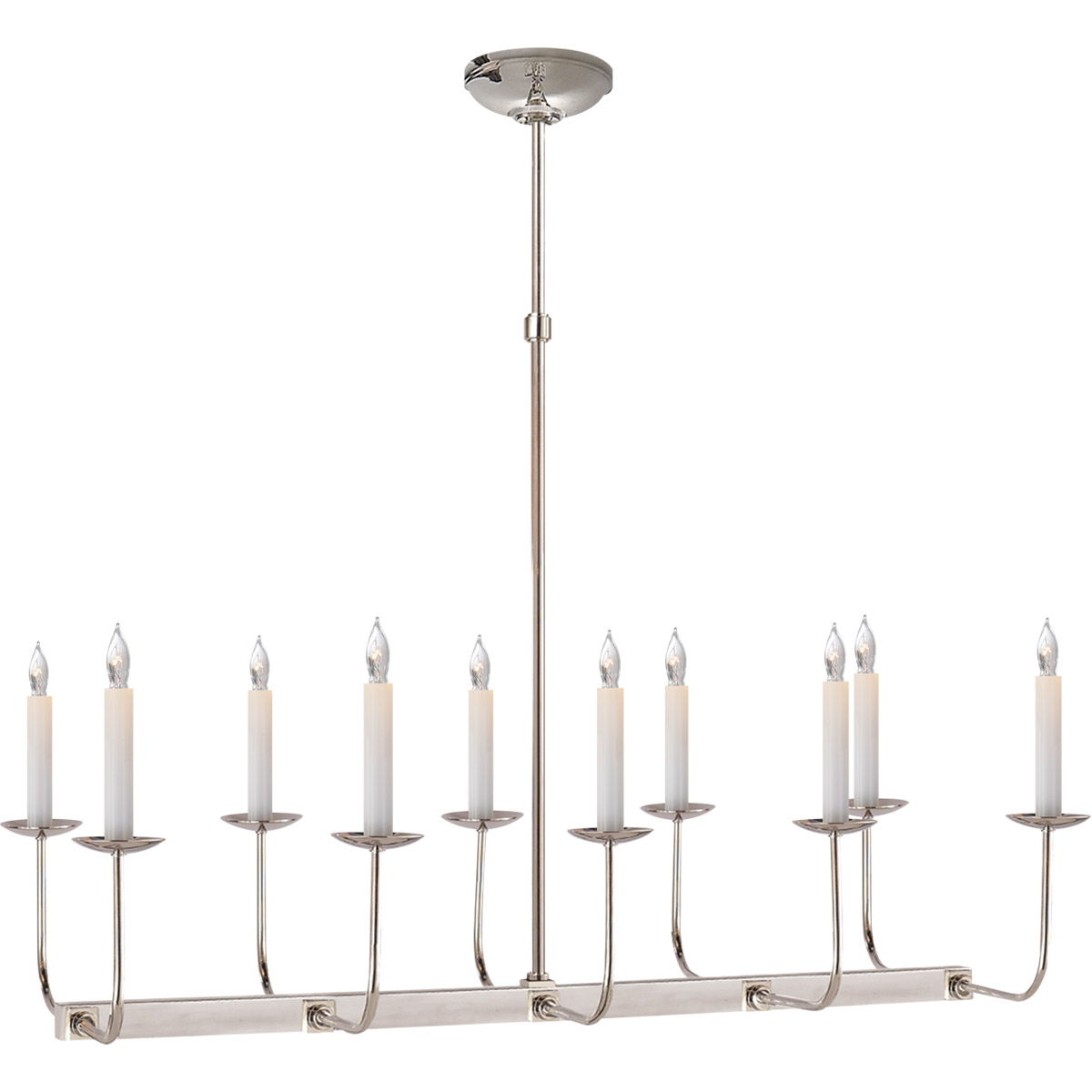 Chapman & Myers Linear Branched 10 Light 35 inch Polished Nickel Linear Chandelier Ceiling Light in (None)