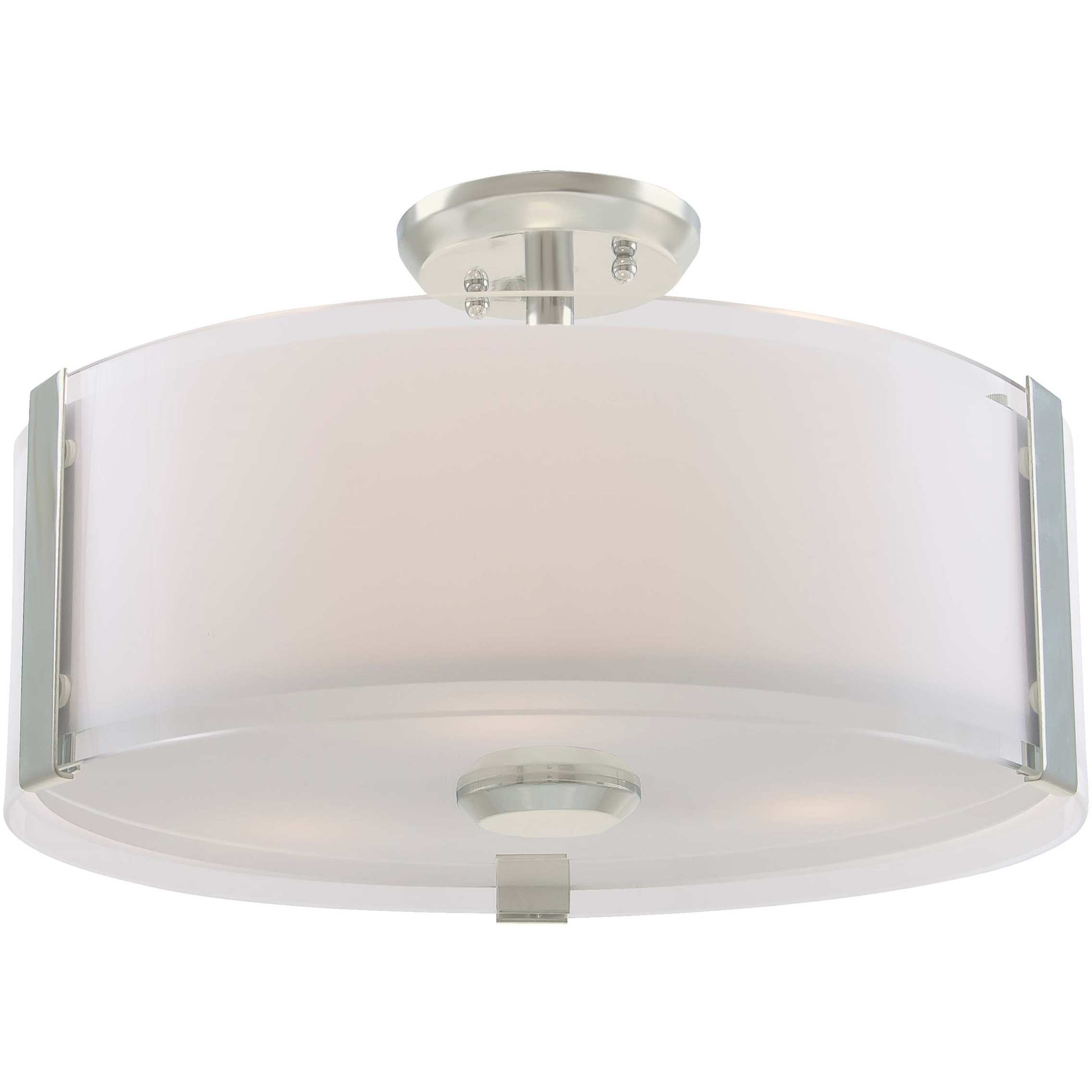 Zurich 3 Light 14 inch Satin Nickel Semi-flush Mount Ceiling Light