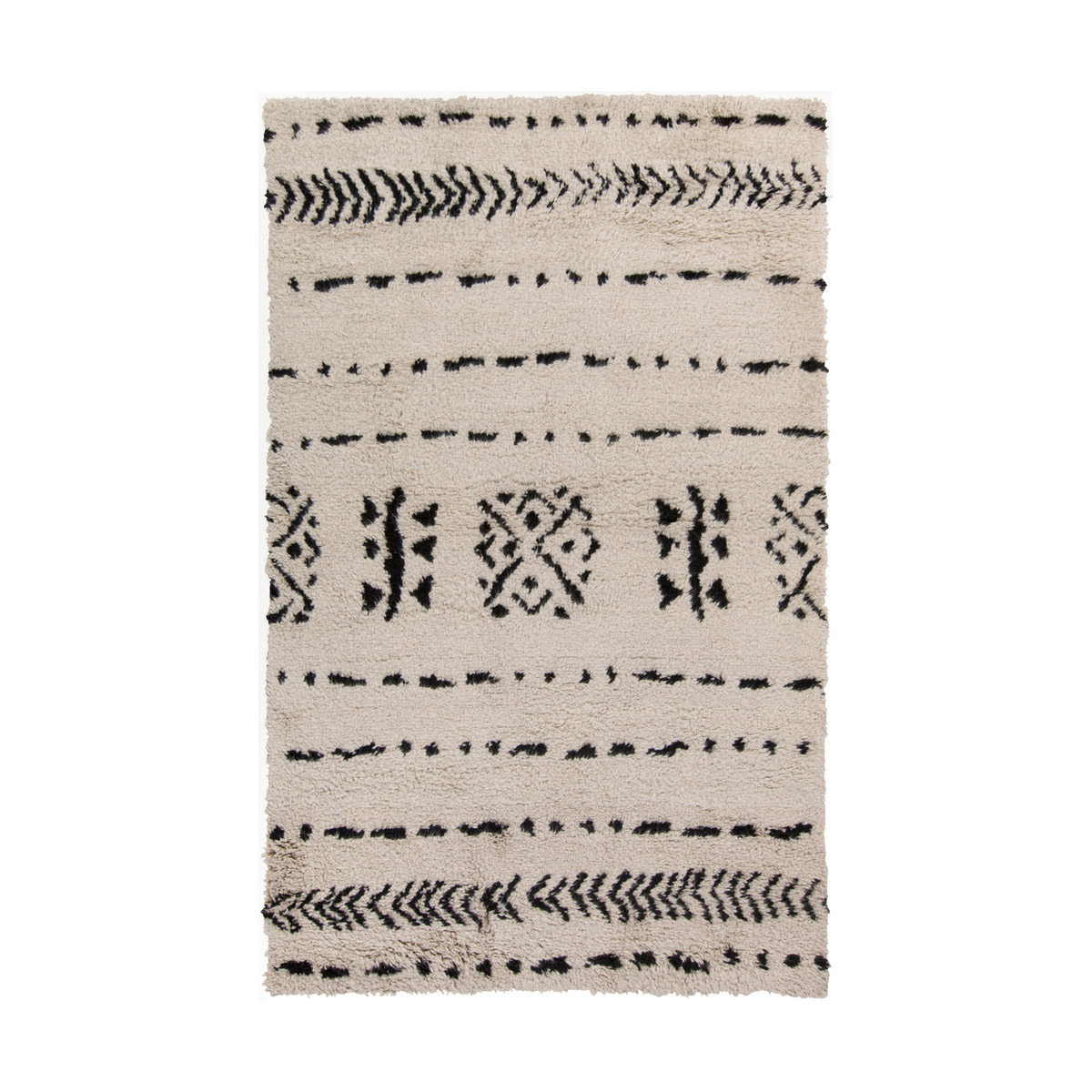 Denali 36 X 24 inch Ivory/Black Rugs, Wool