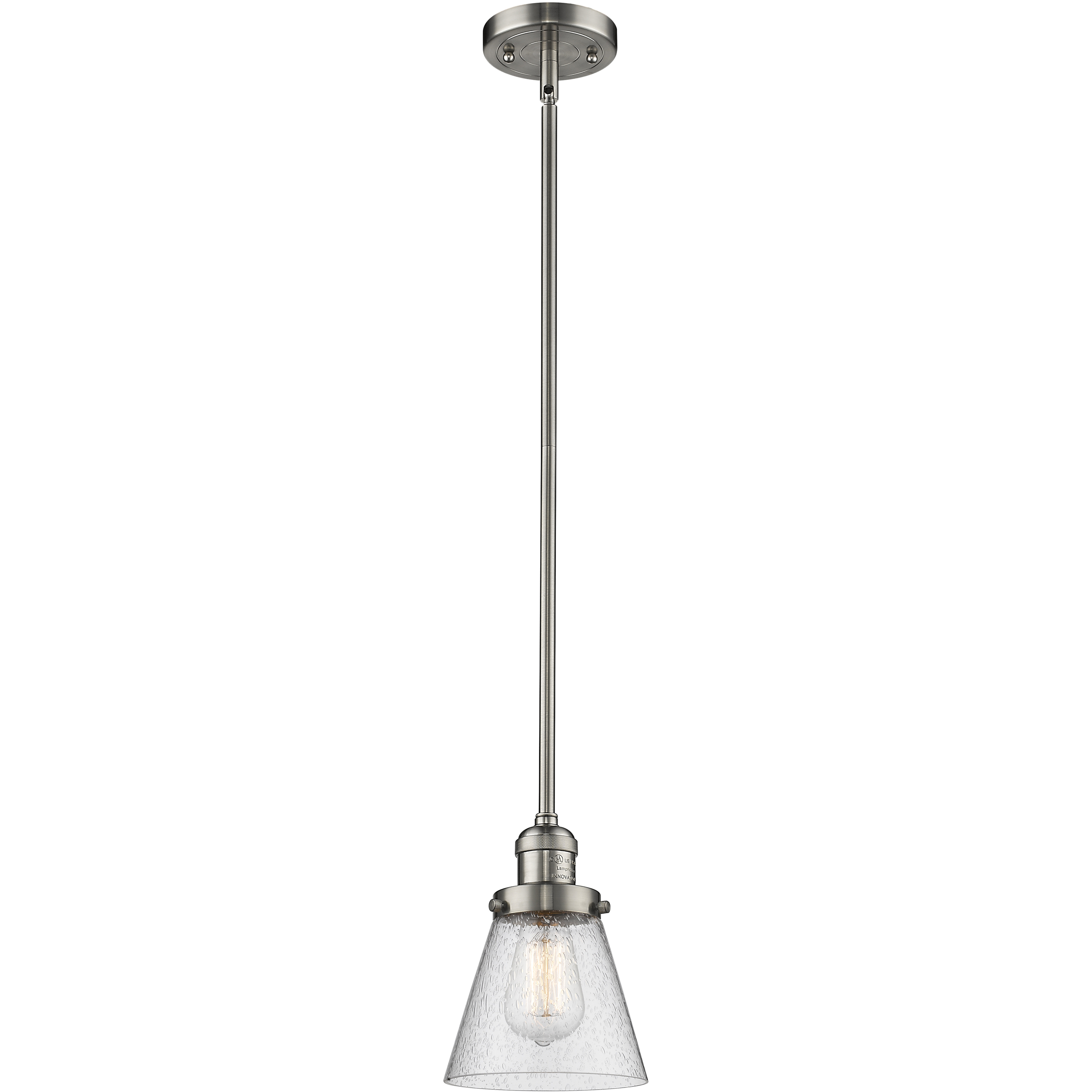 Franklin Restoration Cone 1 Light 6 inch Brushed Satin Nickel Mini Pendant Ceiling Light in Incandescent, Seedy, Franklin Restoration