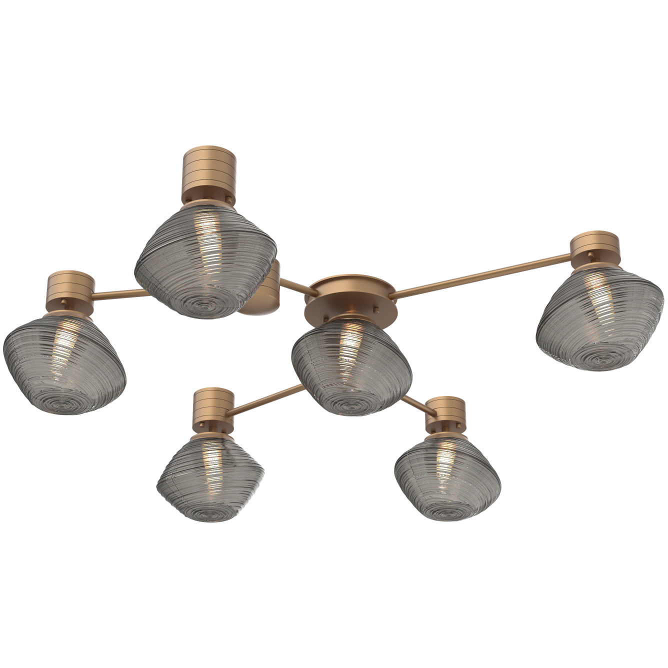Mesa LED 37.4 inch Novel Brass Hub & Spoke Ceiling Light in 3000K LED, Smoke