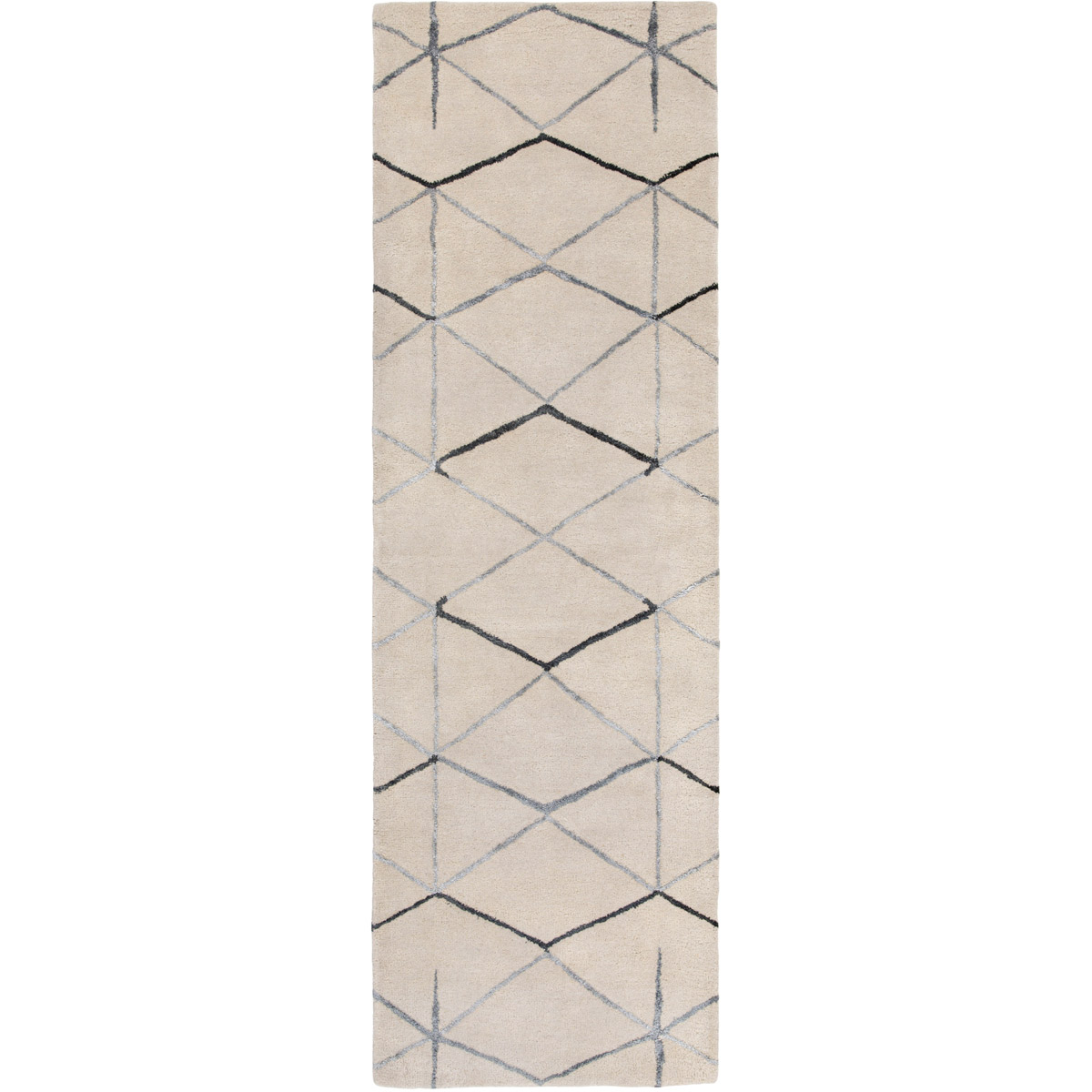 Naya 36 X 24 inch Medium Gray/Black/Ivory Rugs, Wool and Viscose