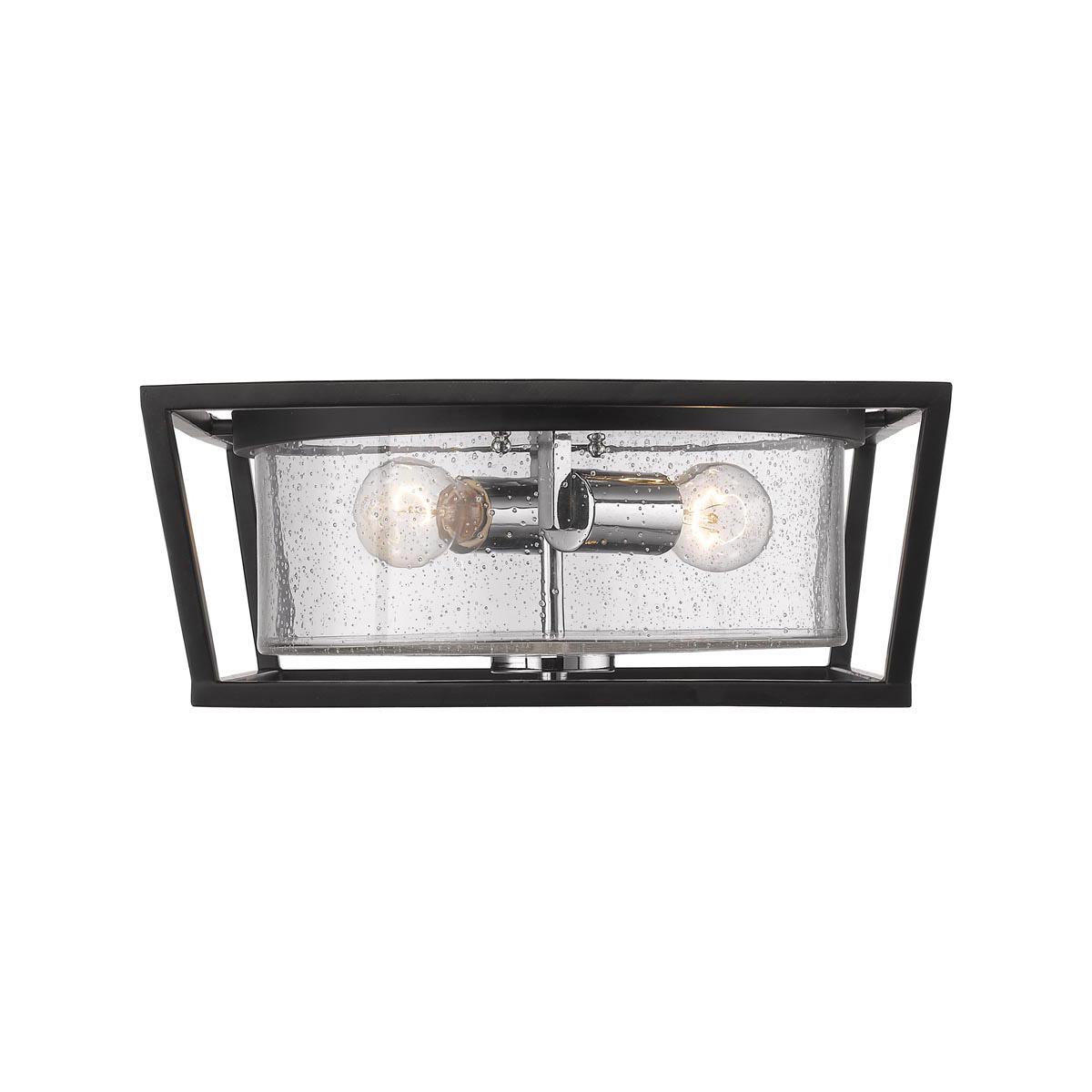 Mercer 2 Light 15 inch Matte Black Flush Mount Ceiling Light, Damp