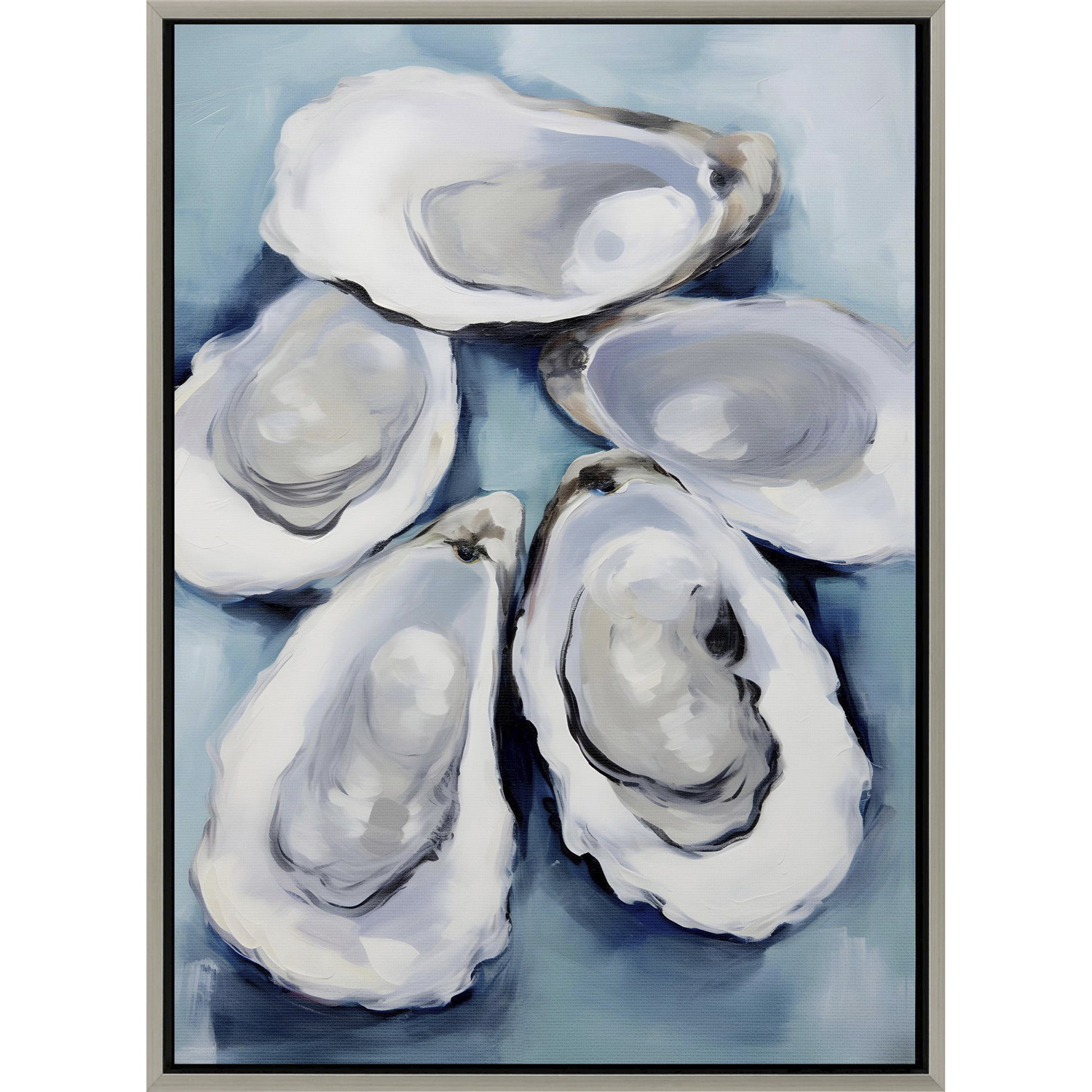 Five Oysters / Four Oysters Blue and White and Multi and Gray Canvas, Propac