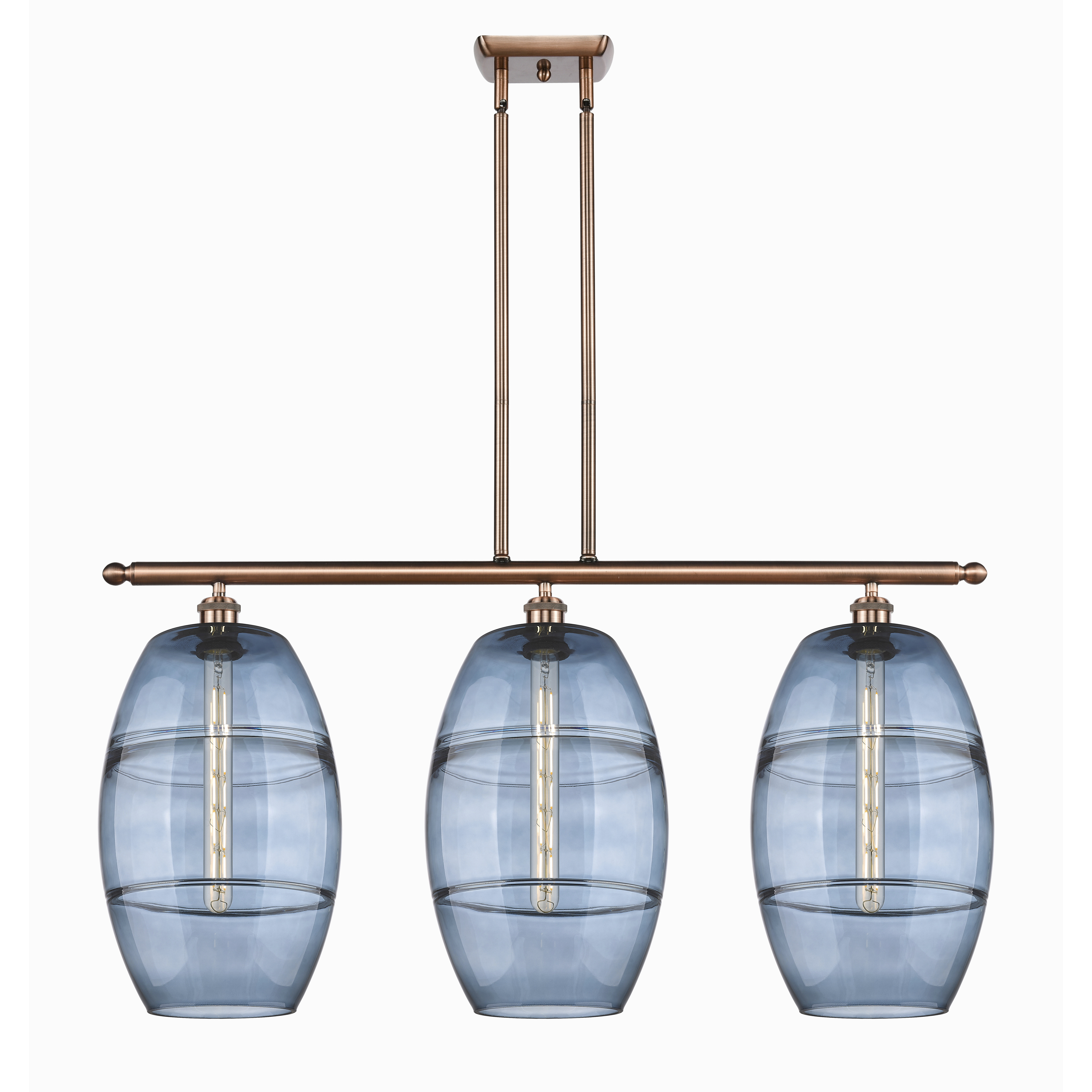 Ballston Vaz 3 Light 36.5 inch Antique Copper Stem Hung Island Light Ceiling Light