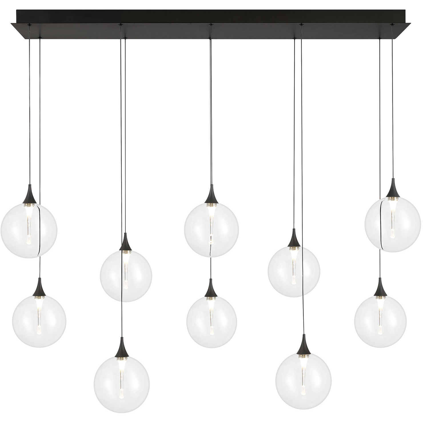 Iissa 10 Light 15.5 inch Black Chandelier Ceiling Light in Clear