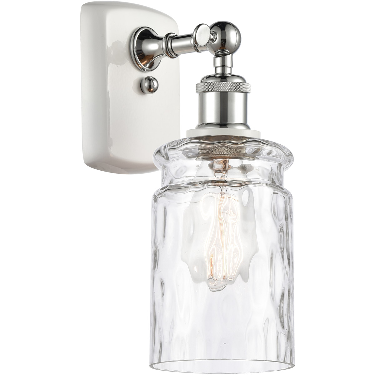 Ballston Candor LED 5 inch White and Polished Chrome Sconce Wall Light in Clear Waterglass, Ballston