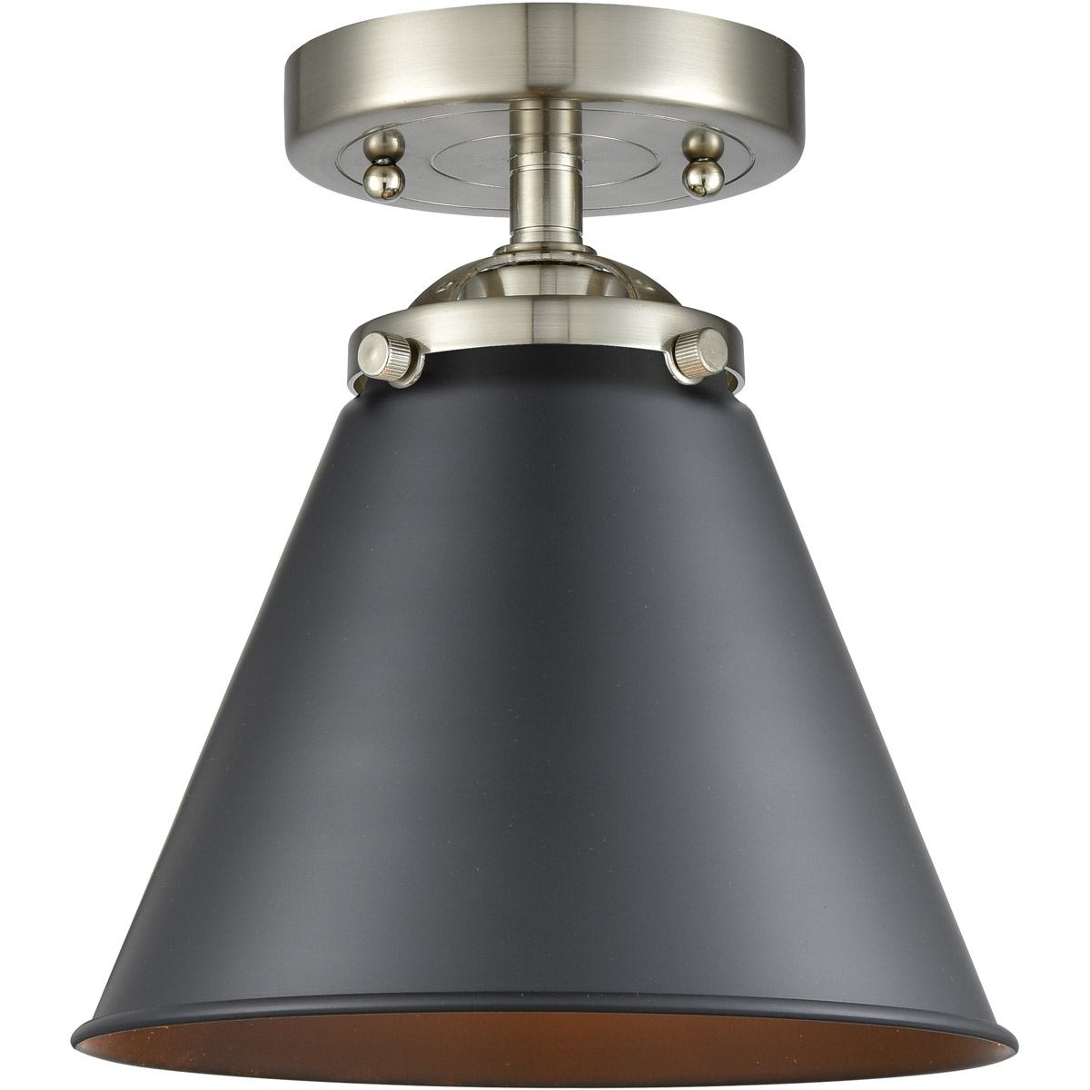 Nouveau Appalachian LED 8 inch Brushed Satin Nickel Semi-Flush Mount Ceiling Light in Matte Black, Nouveau