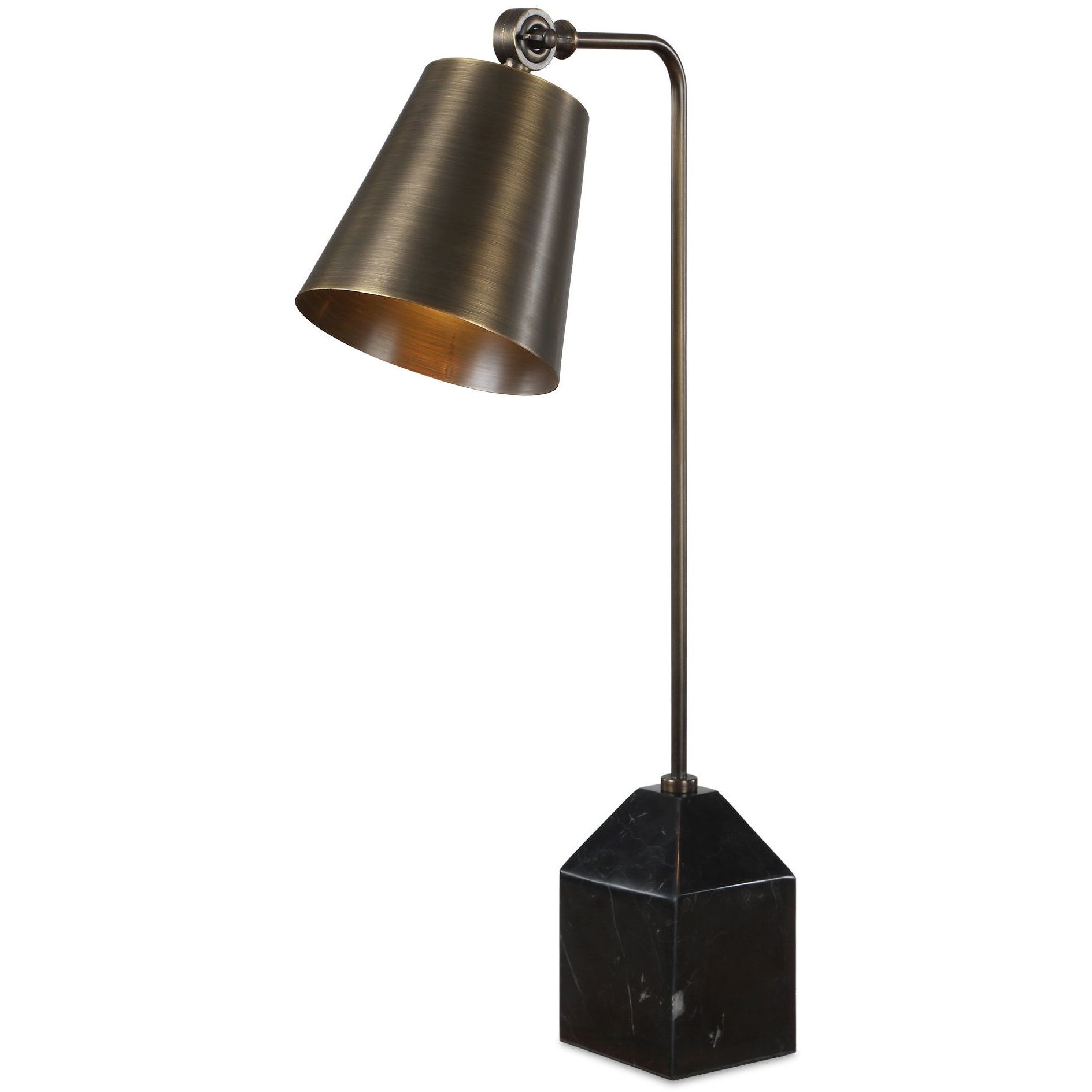 Hutchinson 24 inch 60 watt Golden Bronze and Black Marble Desk Lamp Portable Light