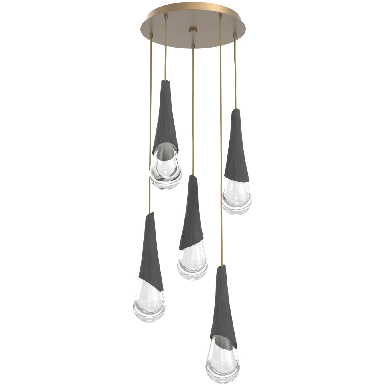 Hailstone LED 18.8 inch Novel Brass with Charcoal Multi-Pendant Ceiling Light