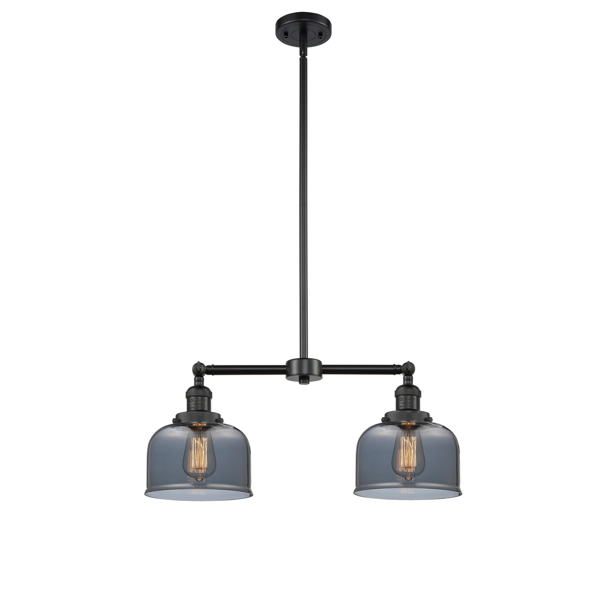 Franklin Restoration Large Bell Cage LED 24 inch Matte Black Chandelier Ceiling Light in Plated Smoke Glass, Franklin Restoration