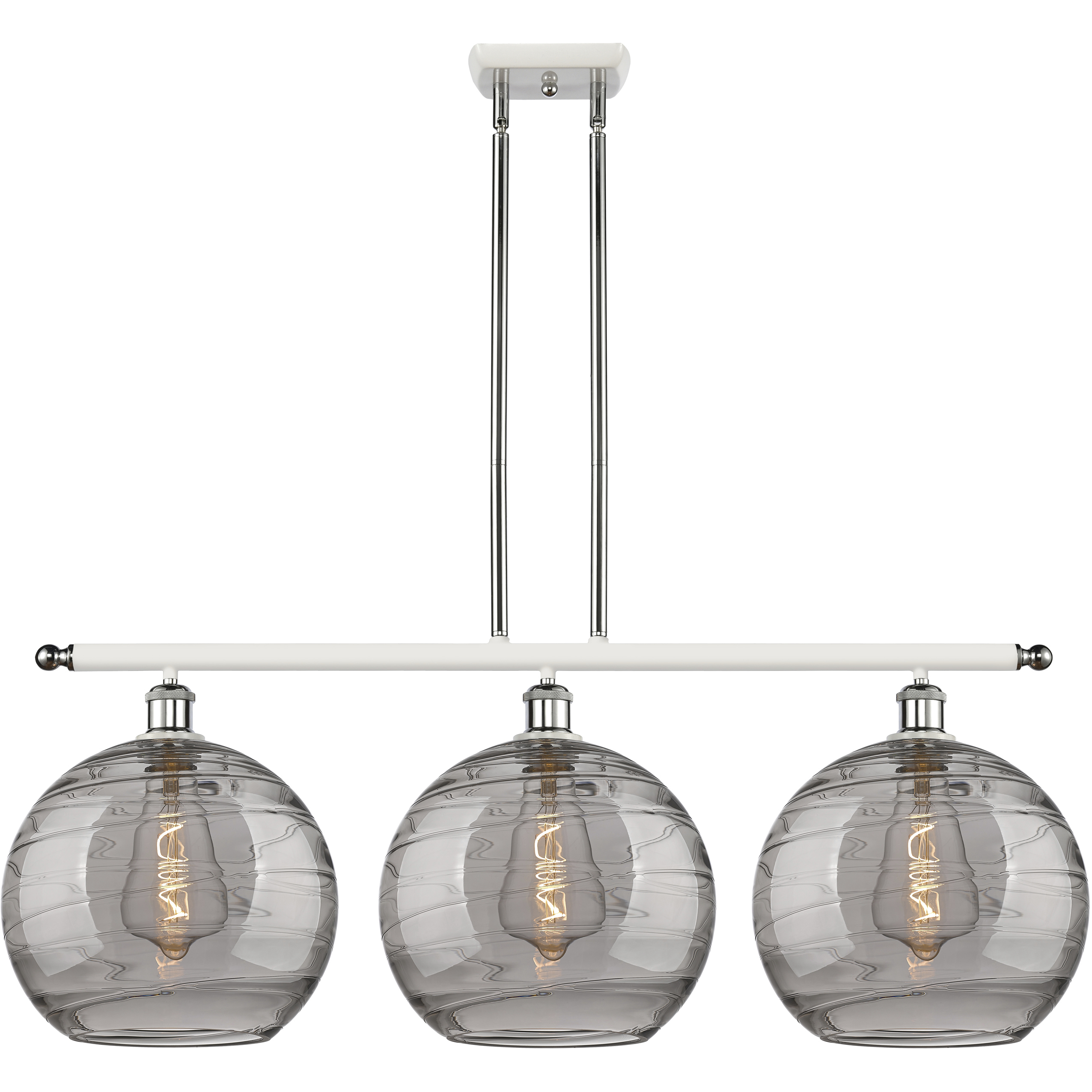 Ballston Athens Deco Swirl 3 Light 38.5 inch White Polished Chrome Stem Hung Island Light Ceiling Light