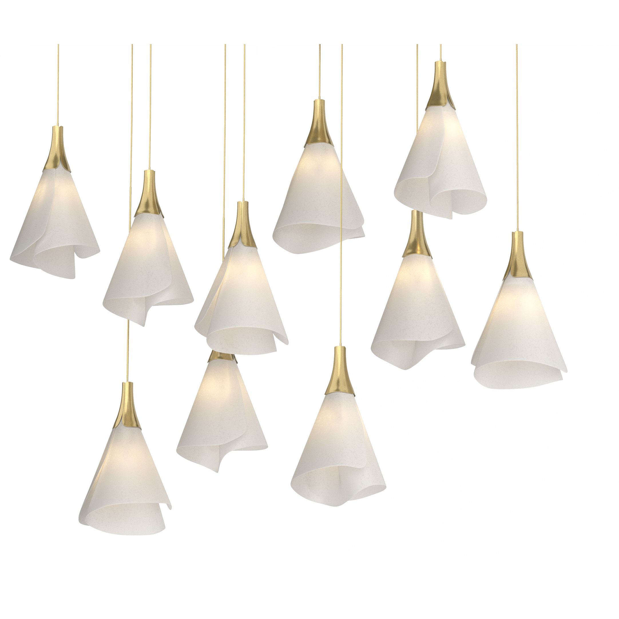 Mobius 10 Light 45.6 inch Modern Brass Pendant Ceiling Light, Long