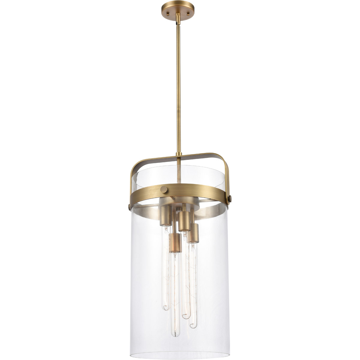 Restoration Pilaster 4 Light 13 inch Brushed Brass Mini Pendant Ceiling Light, Restoration