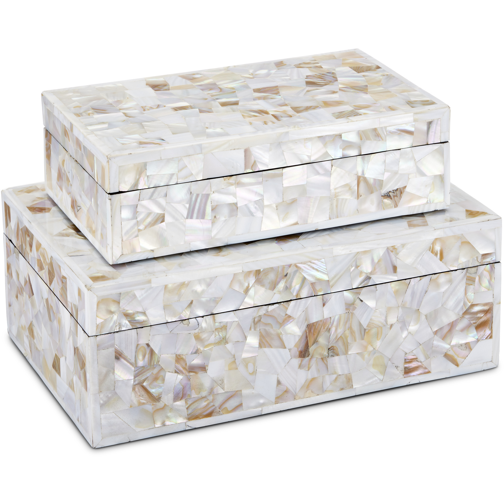 Uma 10 inch Natural and White Boxes, Set of 2