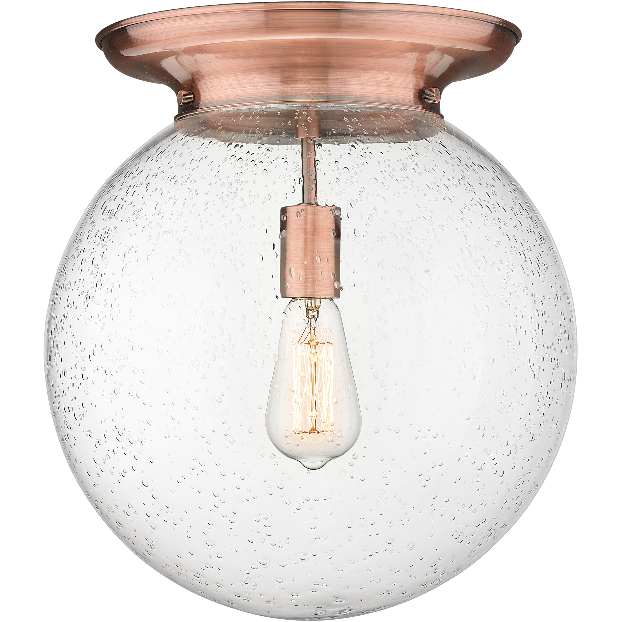 Beacon 1 Light 14 inch Antique Copper Flush Mount Ceiling Light