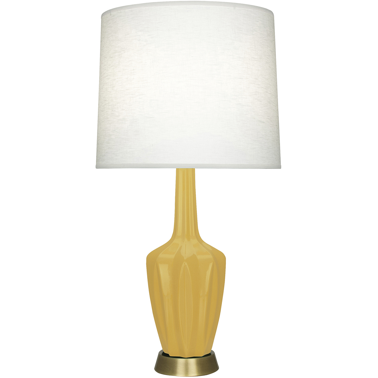 Small Emma 30 inch 150 watt Sunset Yellow Glazed Ceramic with Warm Brass Accent Lamp Portable Light
