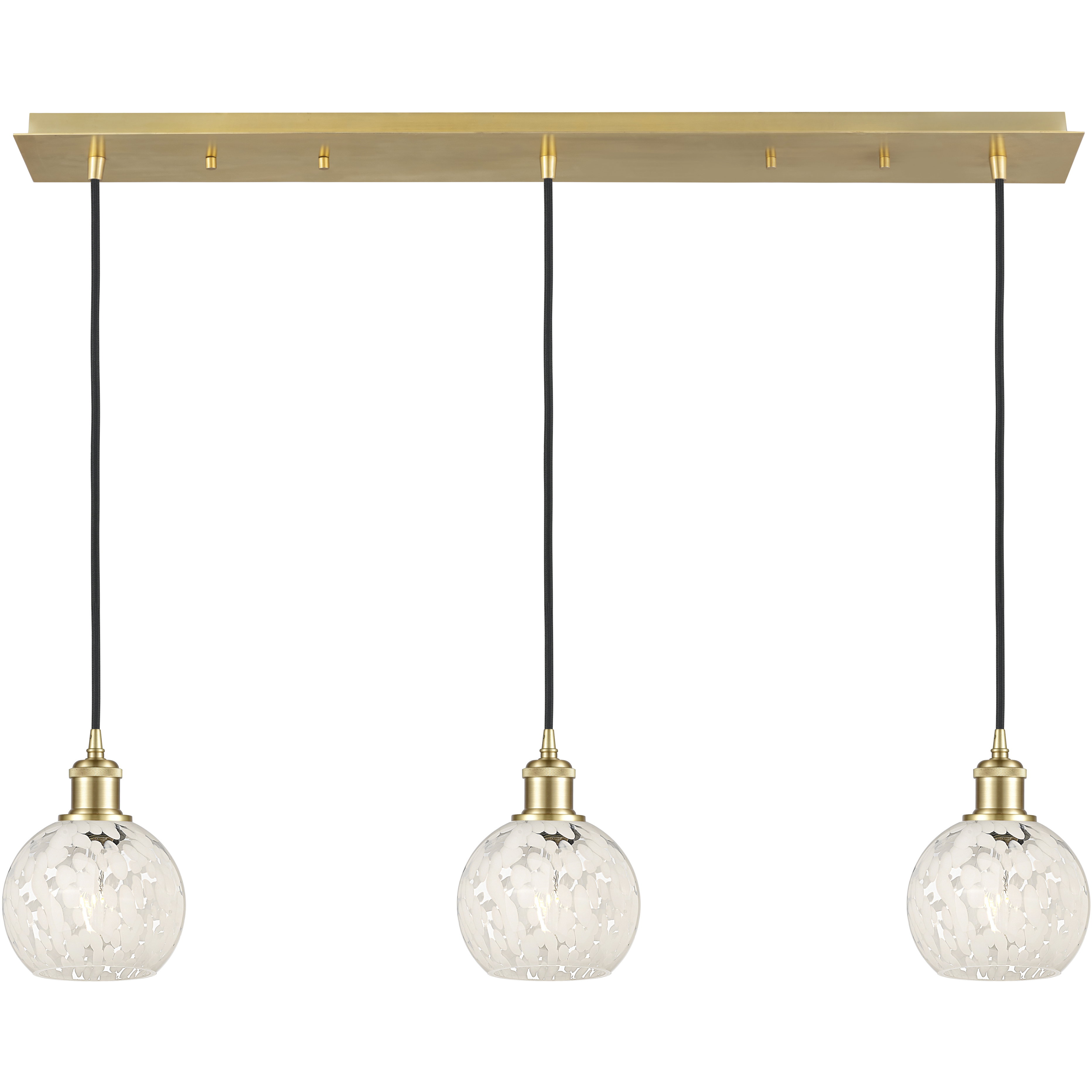 Ballston White Mouchette 3 Light 37.5 inch Satin Gold Linear Pendant Ceiling Light