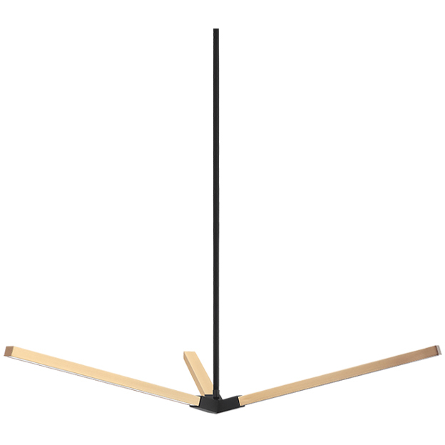 Asterisk LED 37.38 inch Matte Black andAged Gold Brass Pendant Ceiling Light in Matte Black and Aged Gold Brass