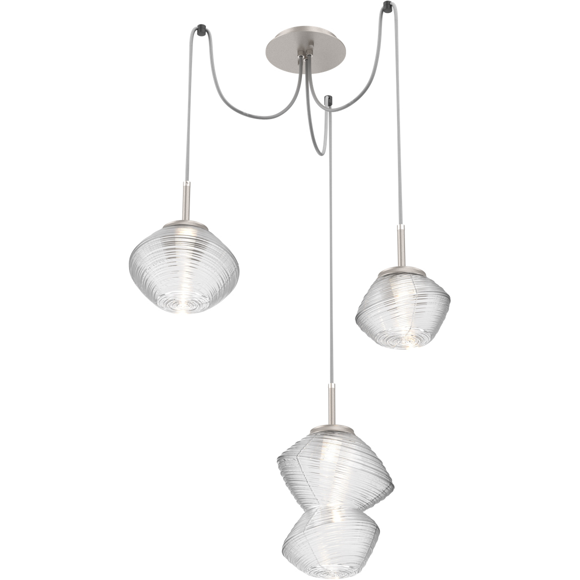 Mesa LED 17.4 inch Metallic Beige Silver Swag Multi-Pendant Ceiling Light in 3000K LED, Clear