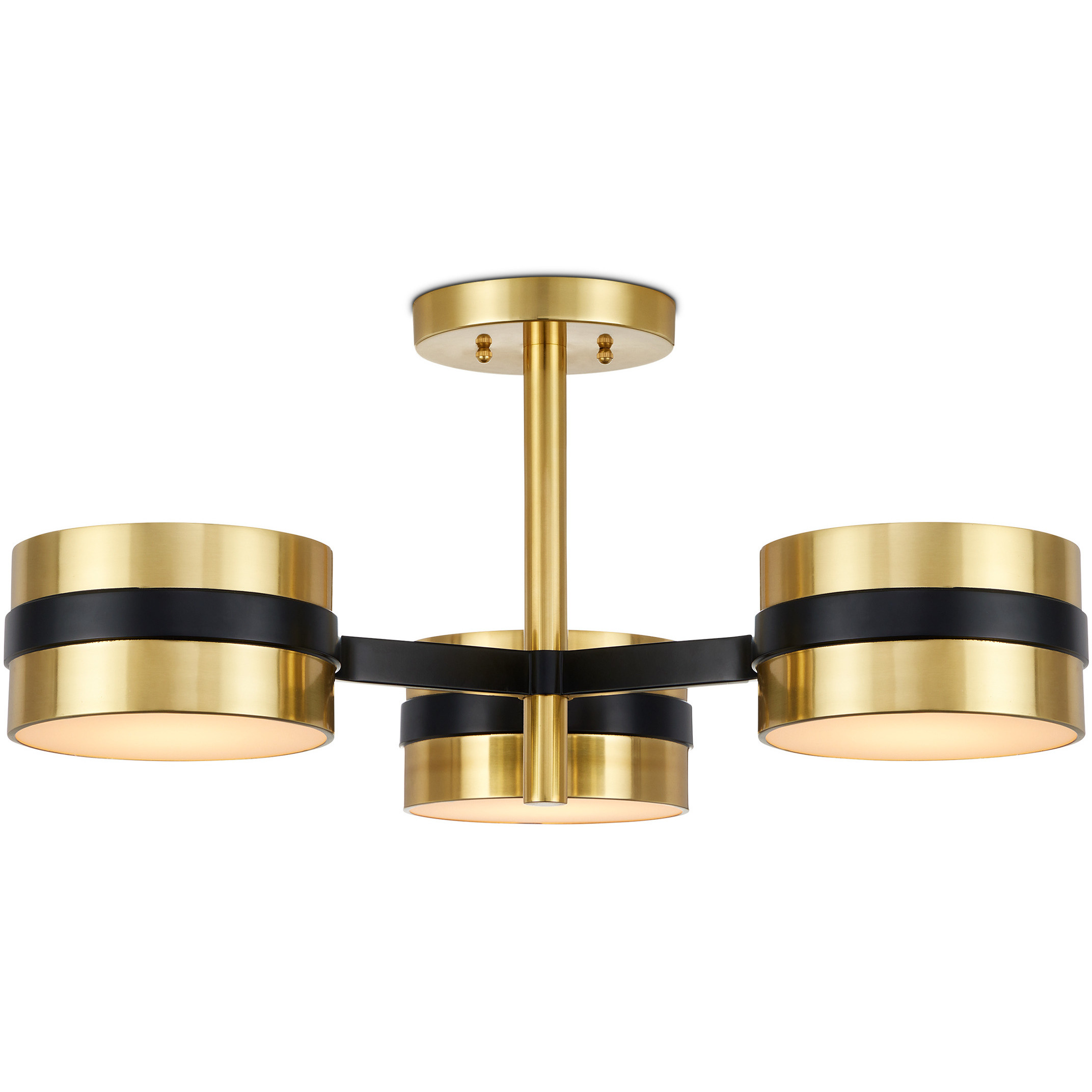 Heybrook LED 26 inch Polished Brass and Black Semi-Flush Mount Ceiling Light