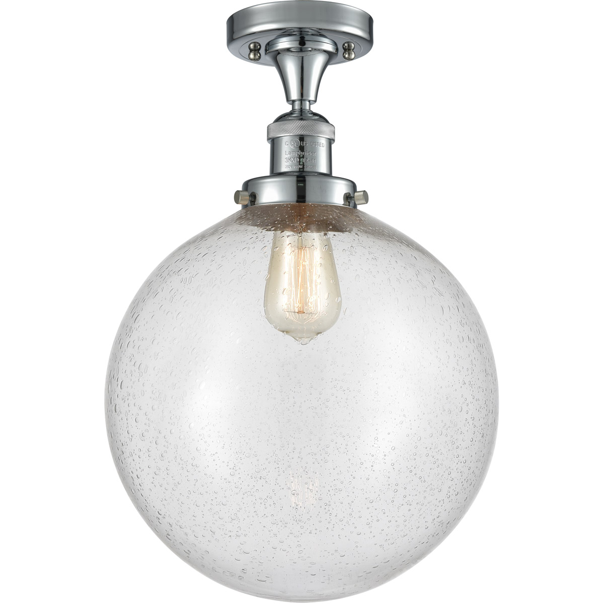 Franklin Restoration XX-Large Beacon 1 Light 12 inch Polished Chrome Semi-Flush Mount Ceiling Light in Seedy Glass, Franklin Restoration