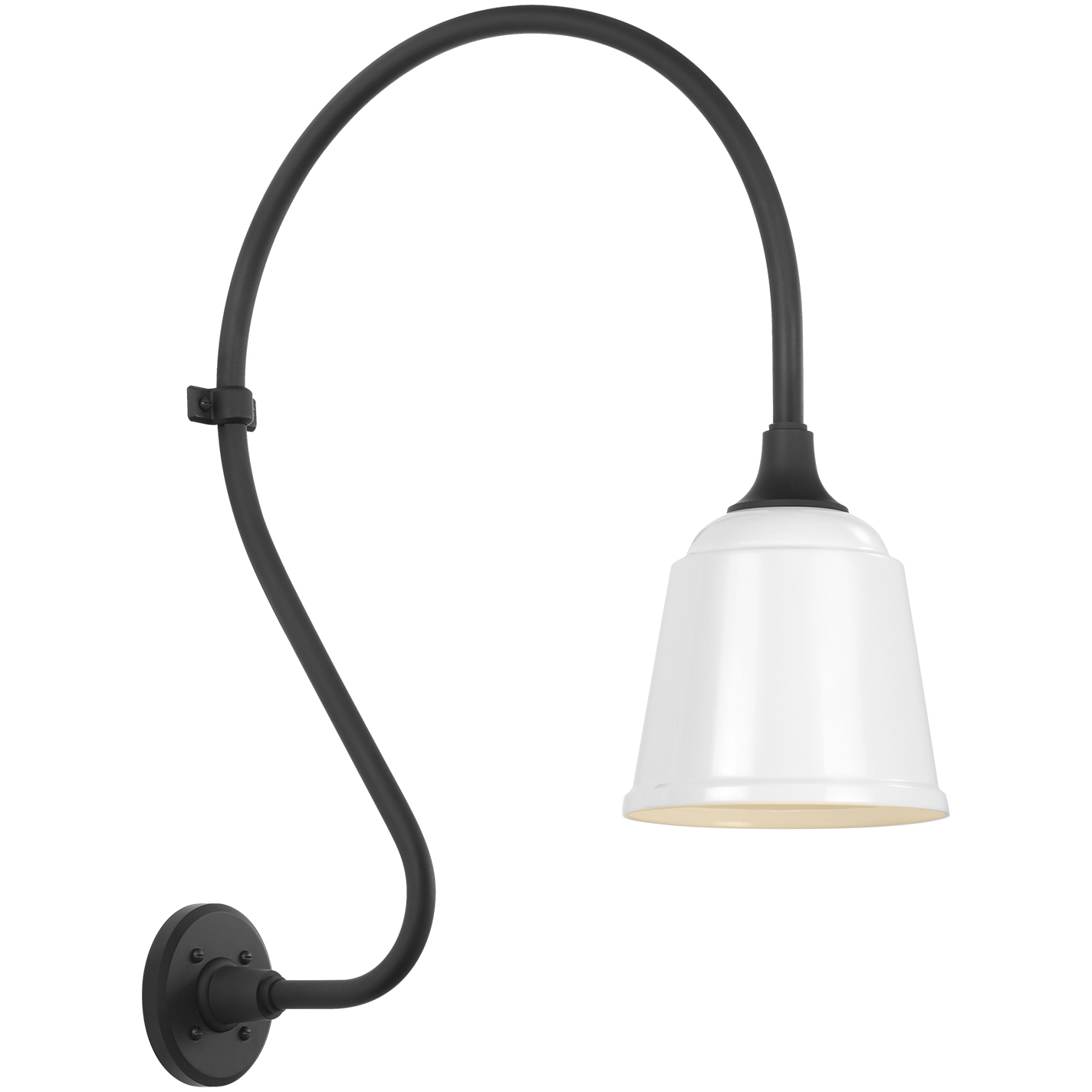 Thomas O'Brien Academy Barn Light LED 27 inch Matte Black Larrabee Barn Light in 8" White Rockhouse Shade