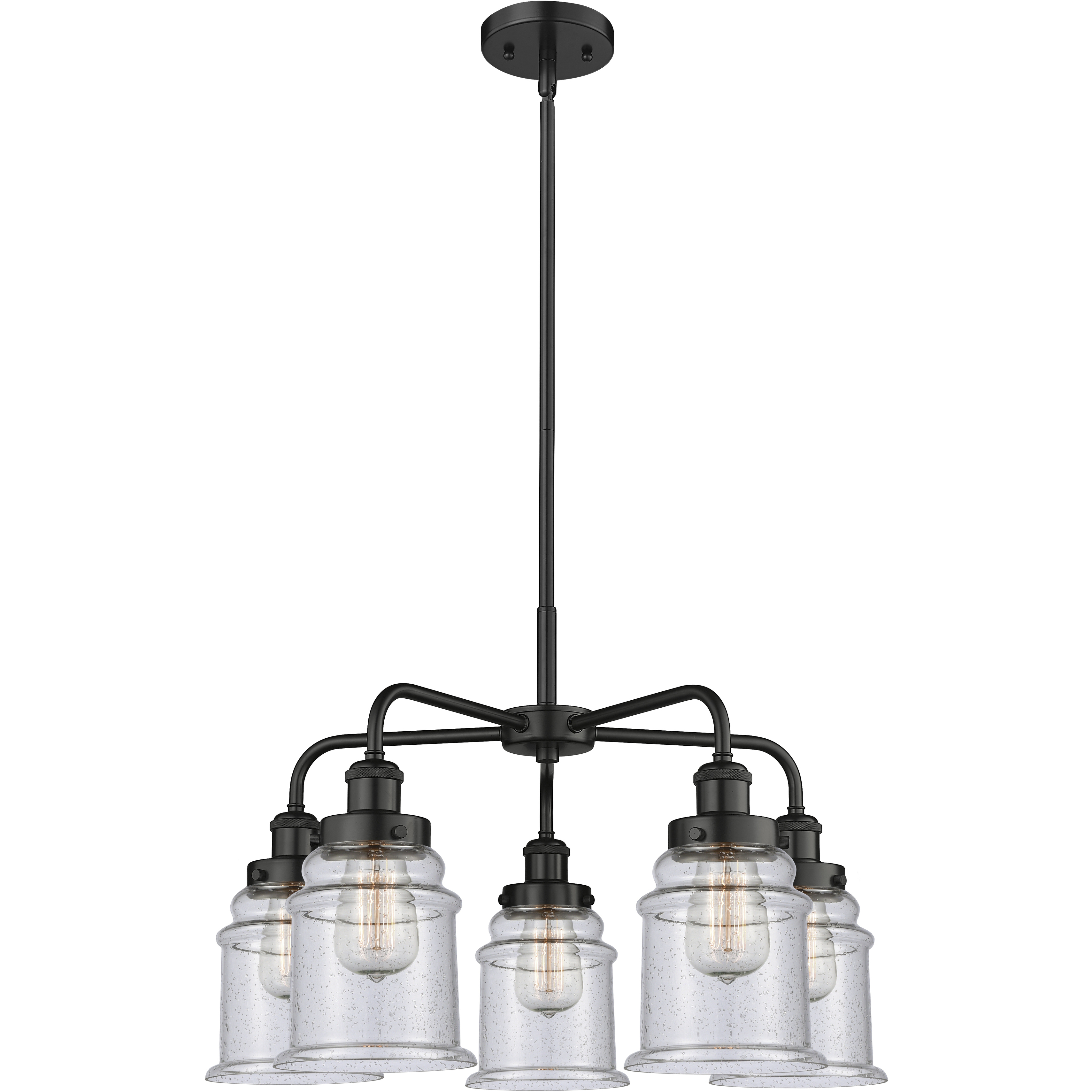 Canton 5 Light 24 inch Matte Black Chandelier Ceiling Light in Seedy Glass